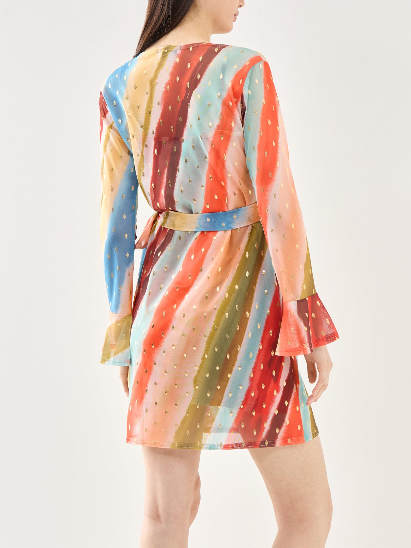 Sunset Stripe Mini Wrap Dress