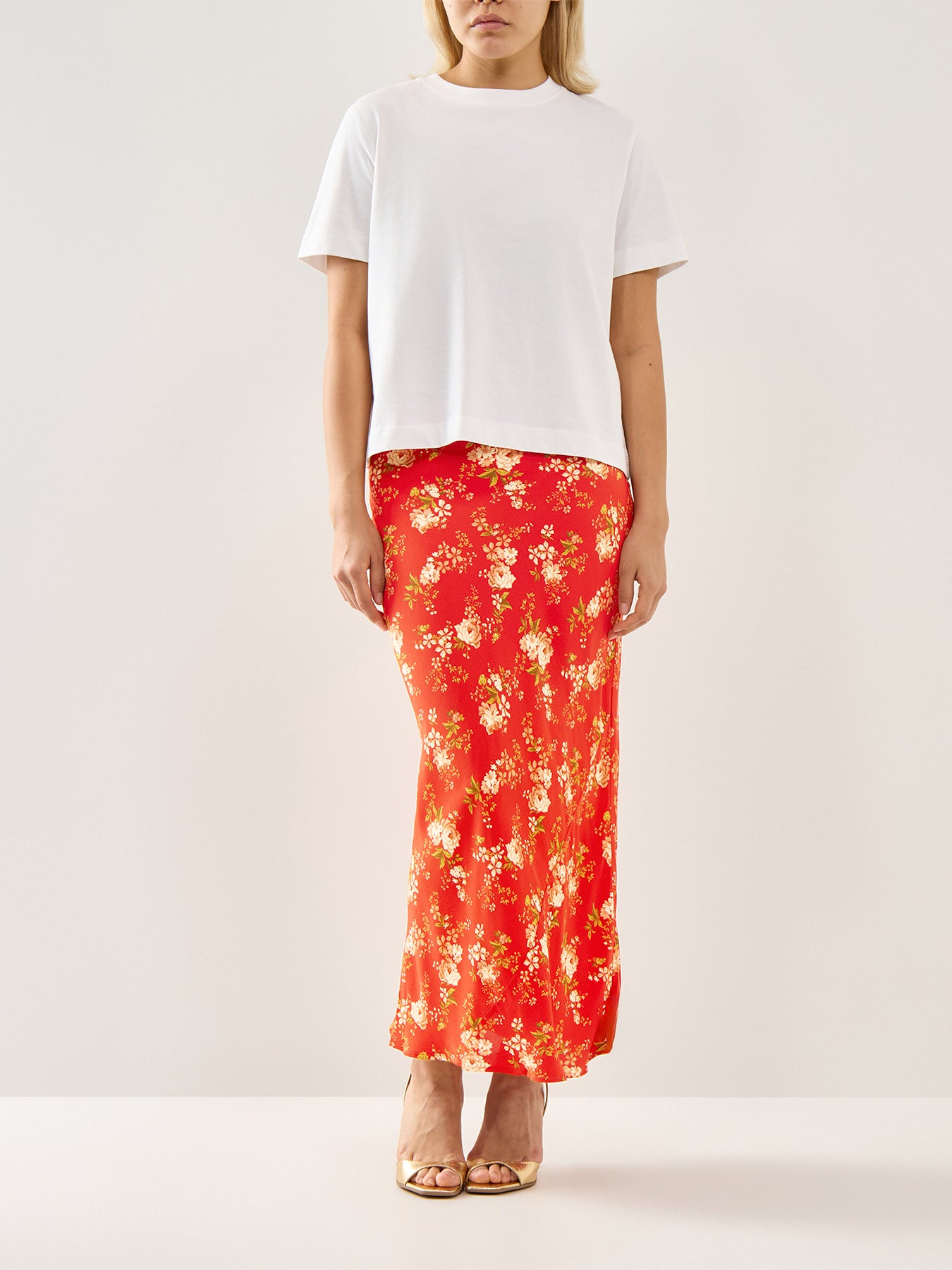 Red Floral Dorris Skirt Red