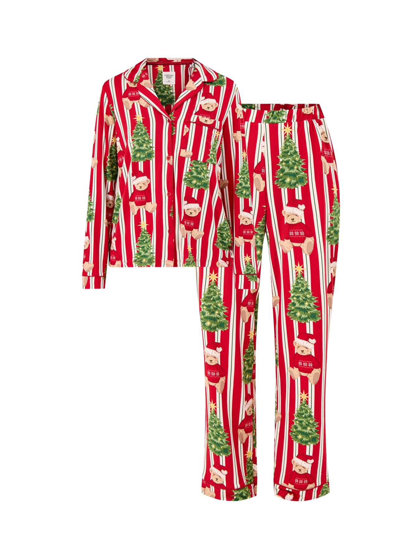 Bear Stripe Pyjama Set Red