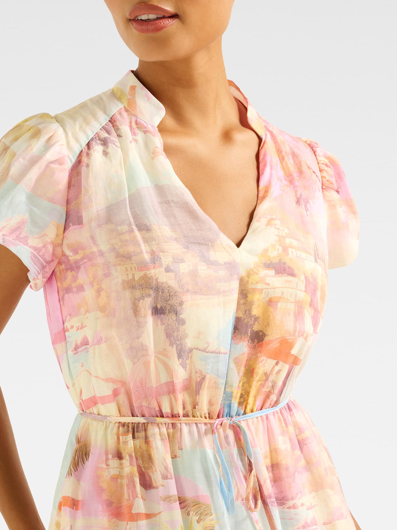 Jacqueline Puff Sleeves Tiered Midi Dress