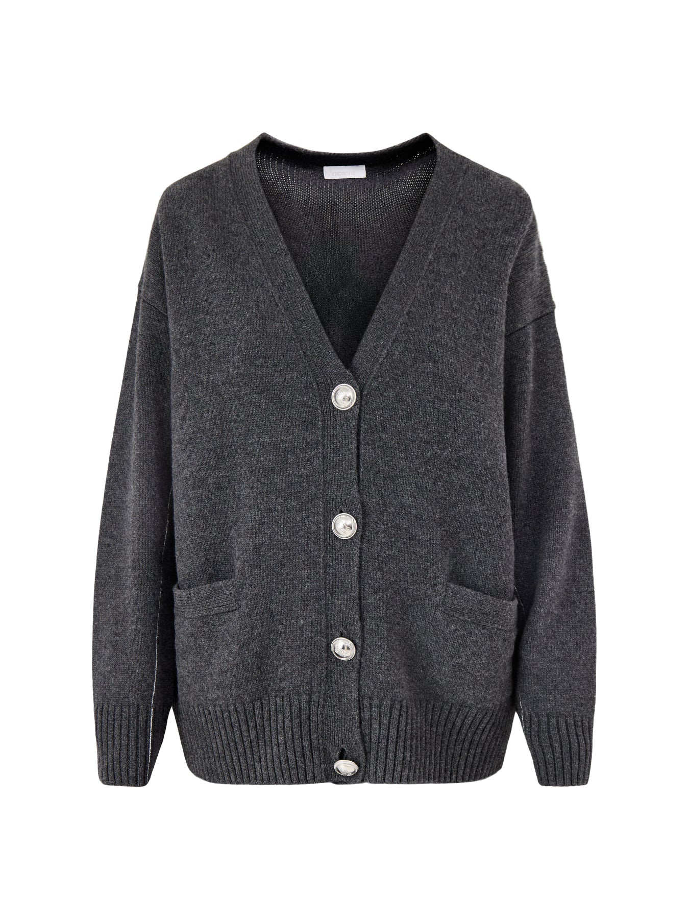 Pull Cardigan With Logo Hardware Buttons Dark Grey