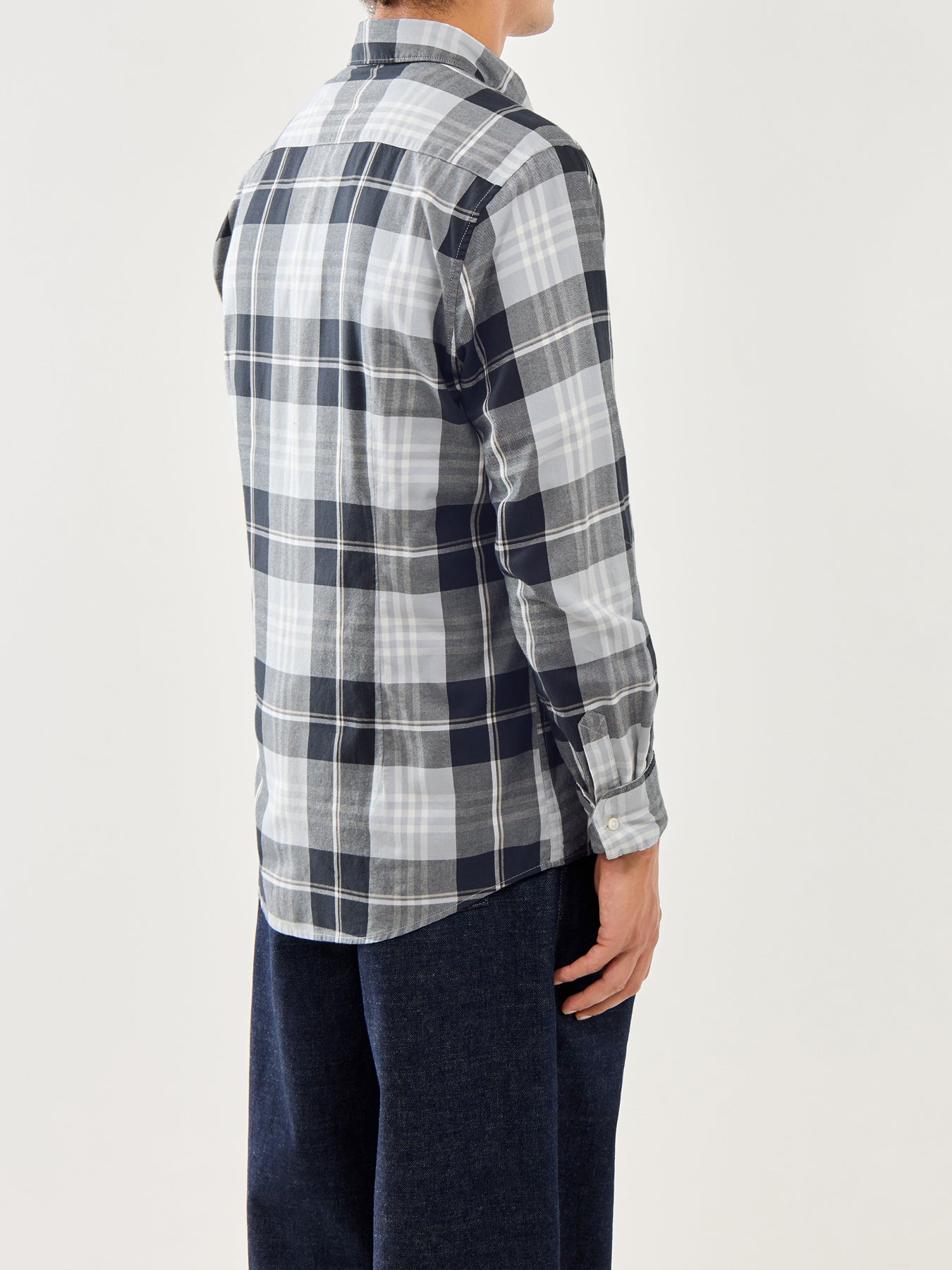 Edgar Tailored Cotton Checked Shirt Blue