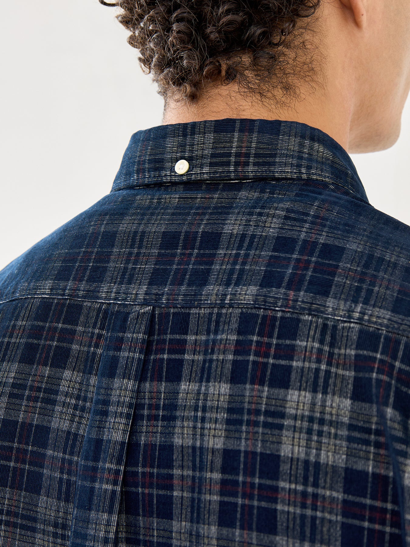 Southfield Tailored Checked Cord Shirt Dark Navy
