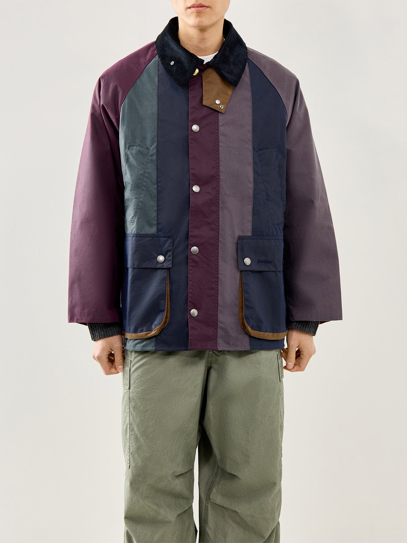 Paul Smith Loves Barbour Oversized Bedale Striped Wax Jacket