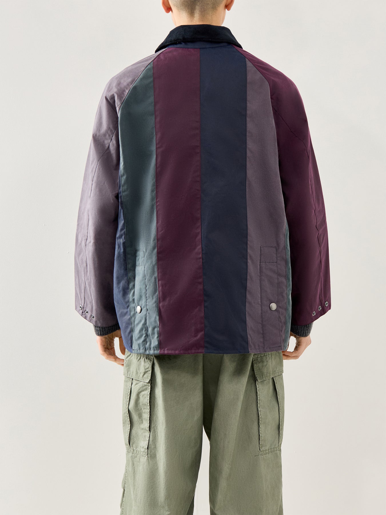 Paul Smith Loves Barbour Oversized Bedale Striped Wax Jacket