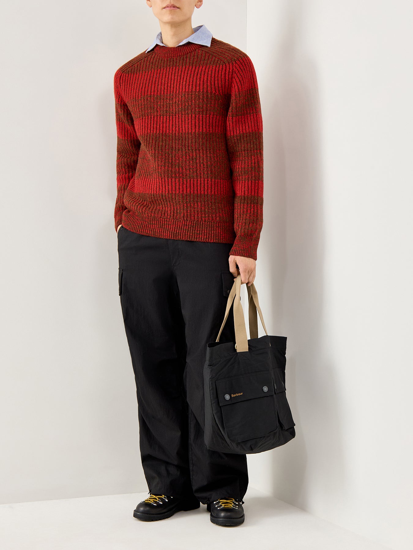 Paul Smith Loves Barbour Saddle Crew Neck Jumper Rosette Red