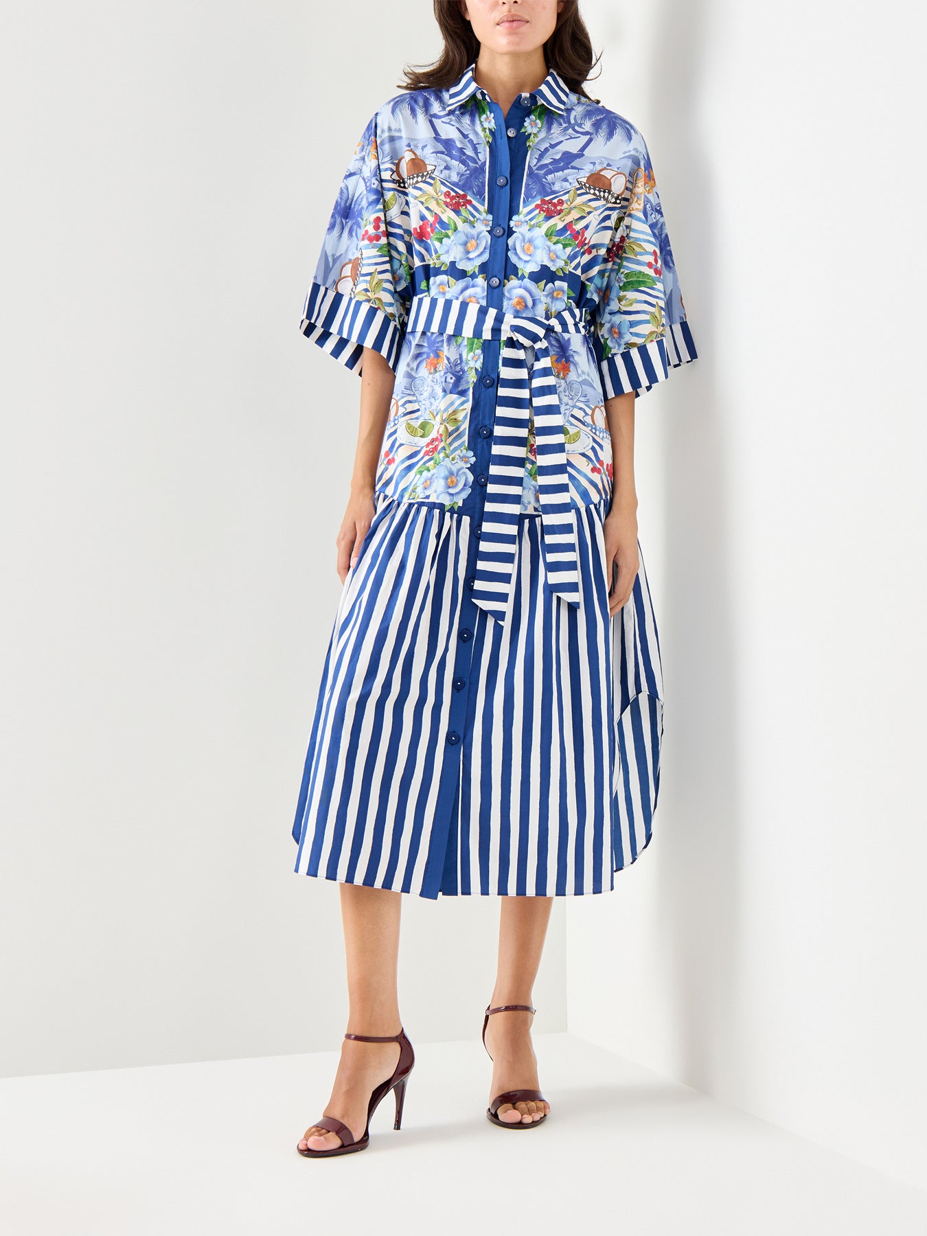 Fresh Table Scarf Blue Midi Dress
