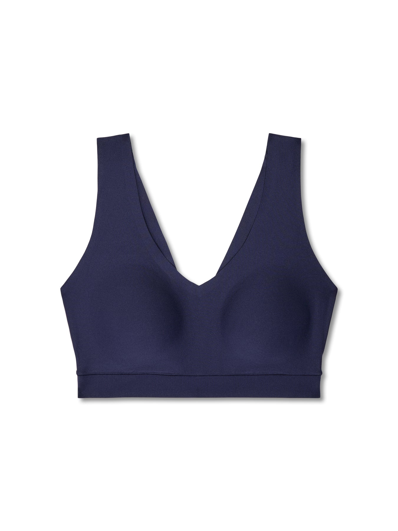 SoftStretch V Neck Padded Crop Top Navy