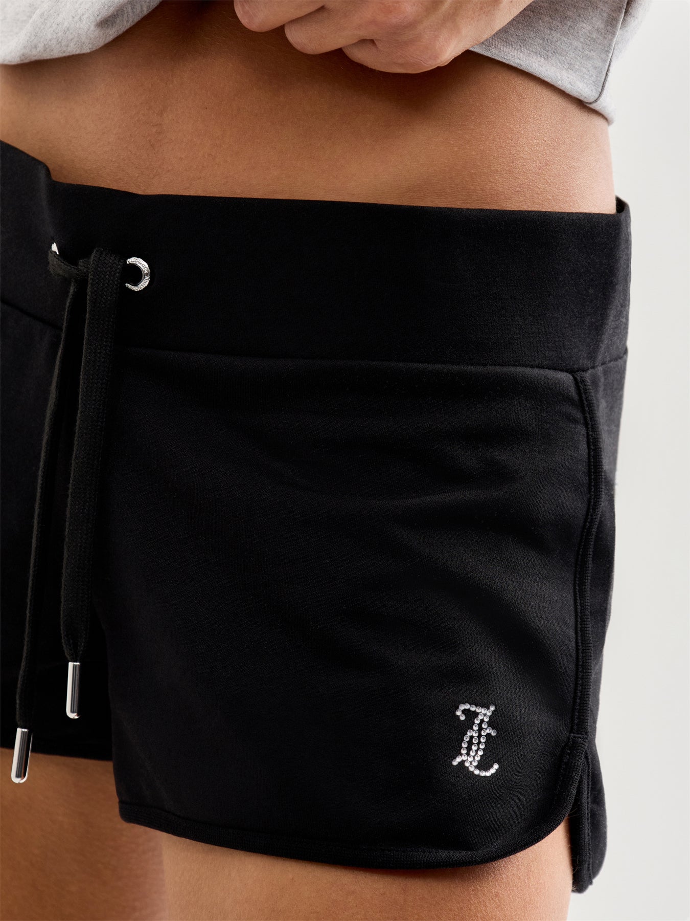 Jersey Booty Shorts Black Diamante