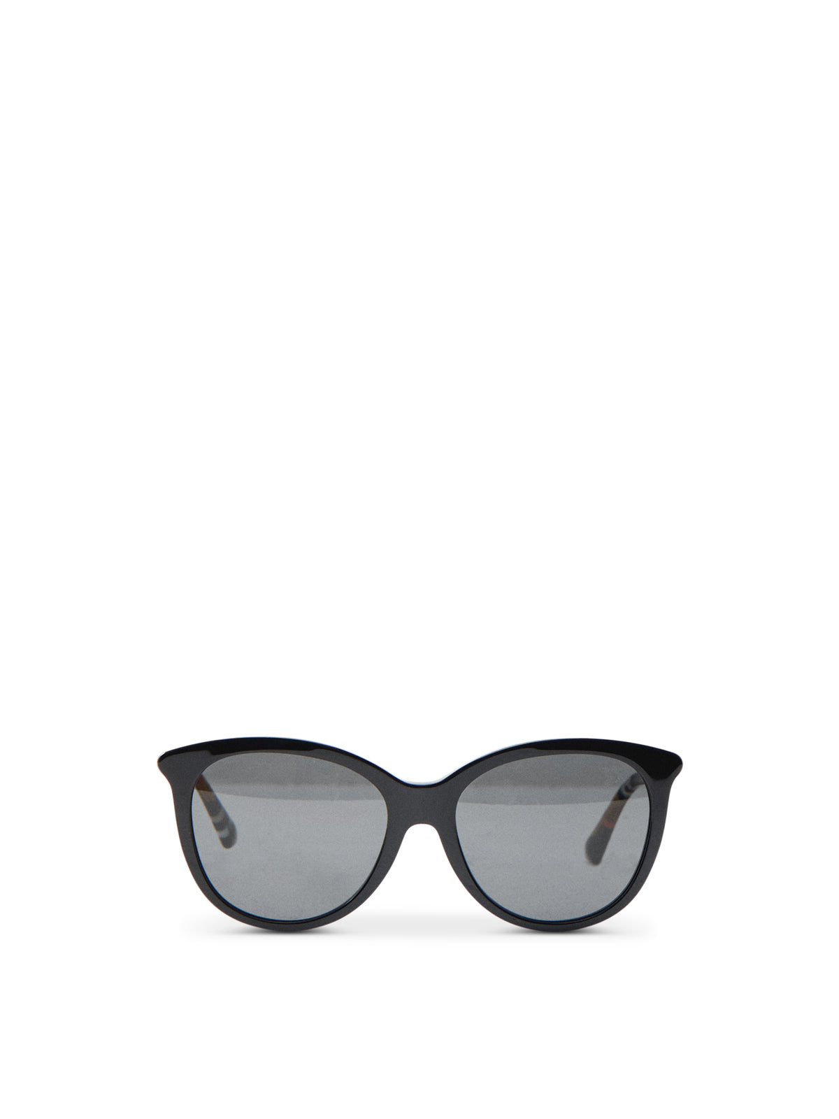 0BE4455 Acetate Check Round Sunglasses Black