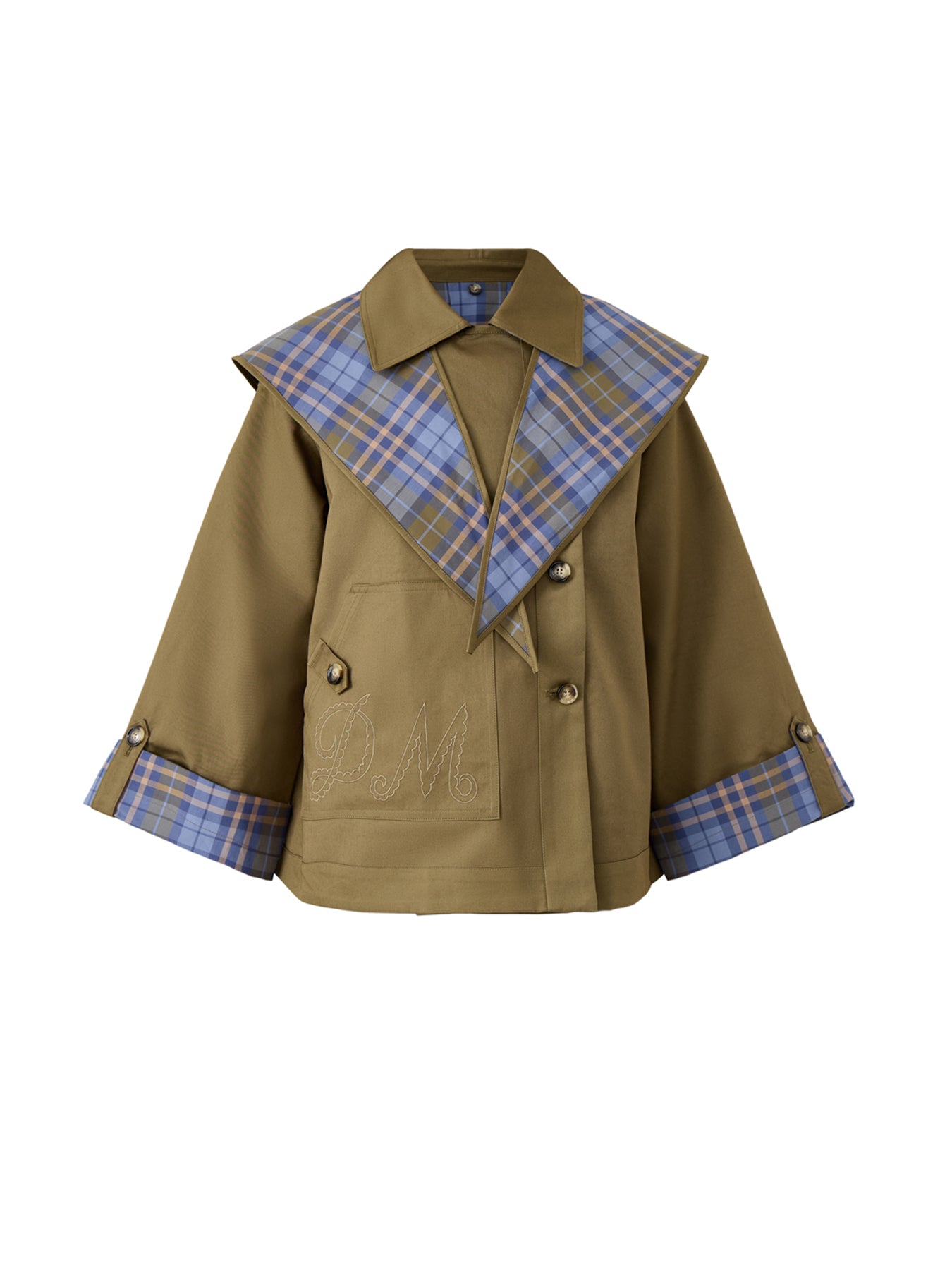 Jerry Crop Trench Coat Olive Organic Cotton