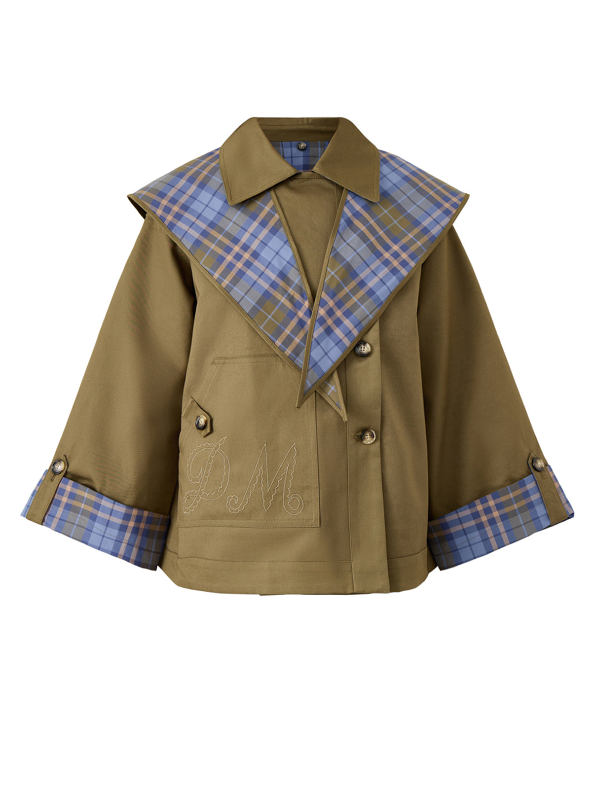 Jerry Crop Trench Coat Olive Organic Cotton
