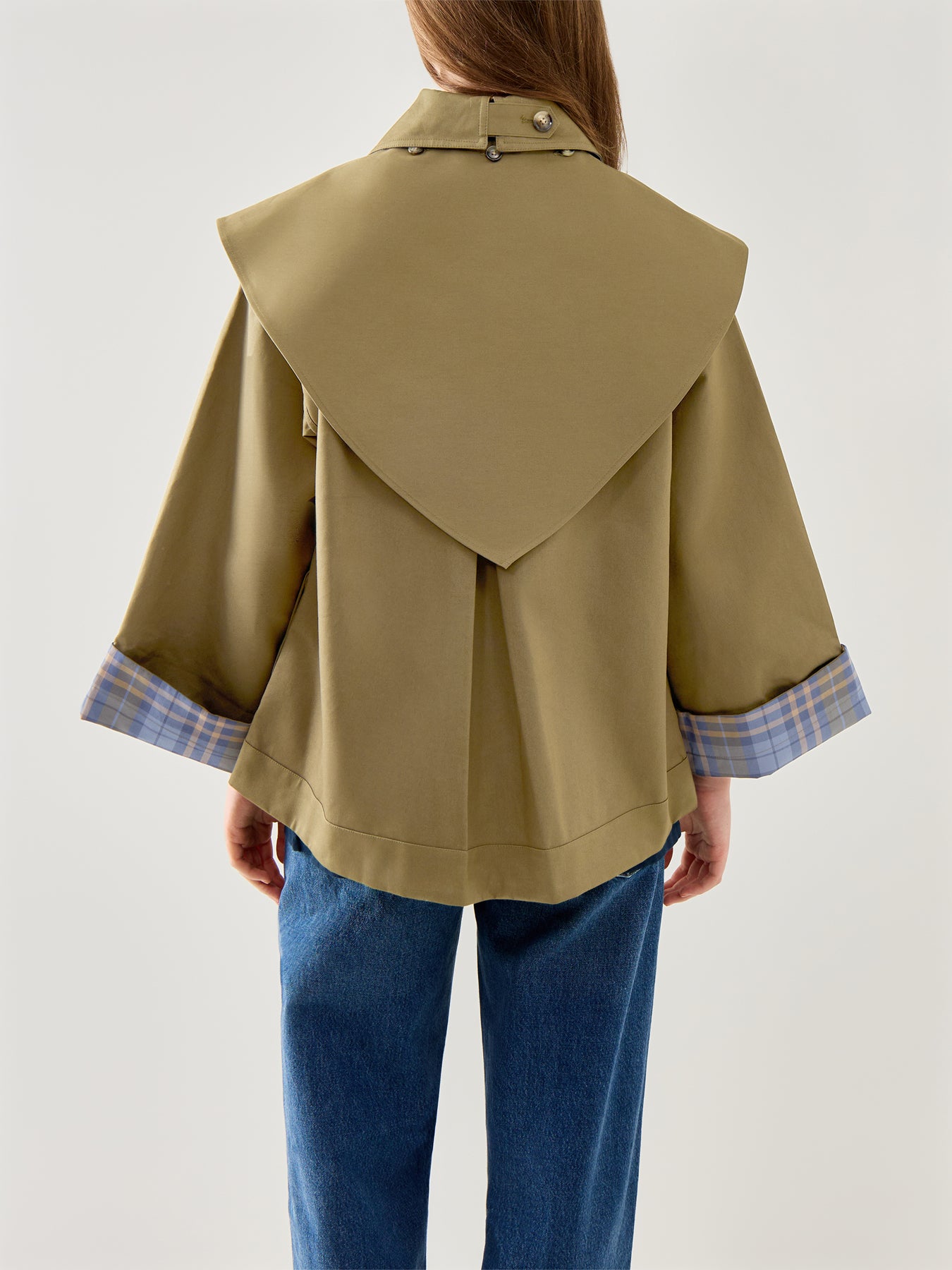 Jerry Crop Trench Coat Olive Organic Cotton