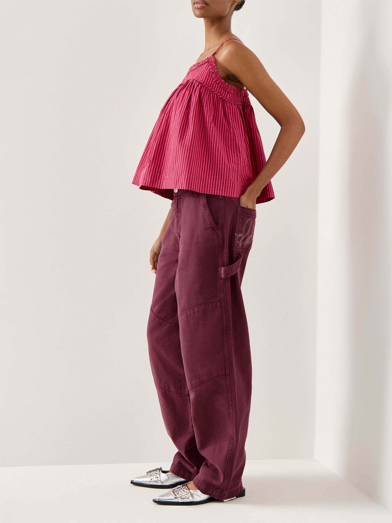 Drew Cotton Jeans Burgundy