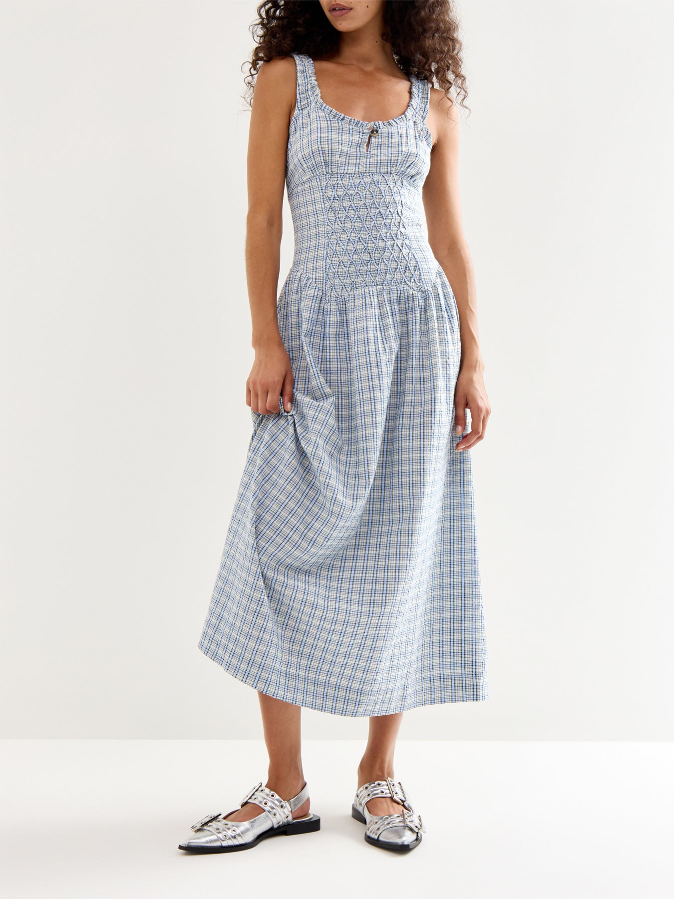 Mallory Midi Dress Cloudy Check