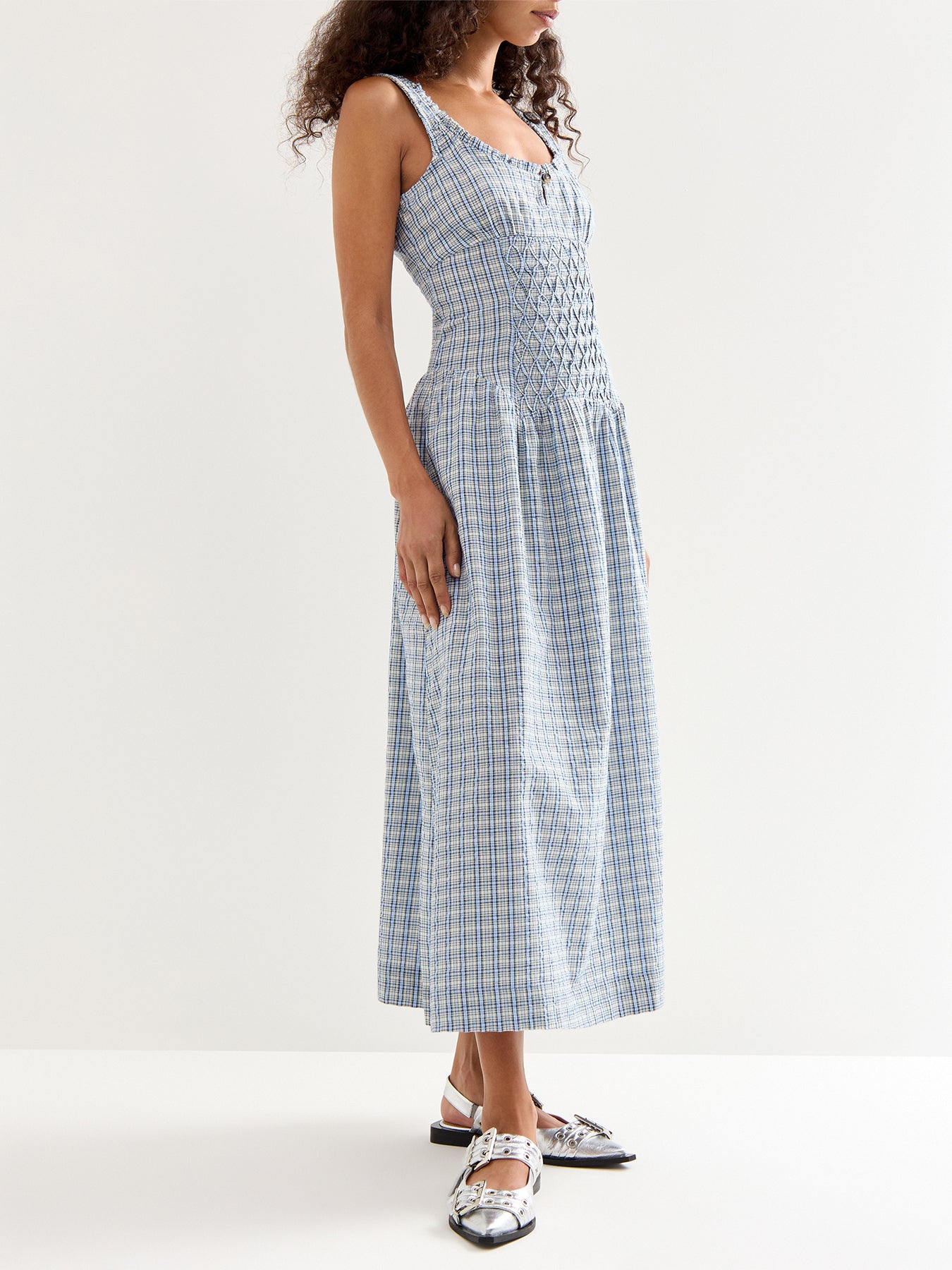 Mallory Midi Dress Cloudy Check