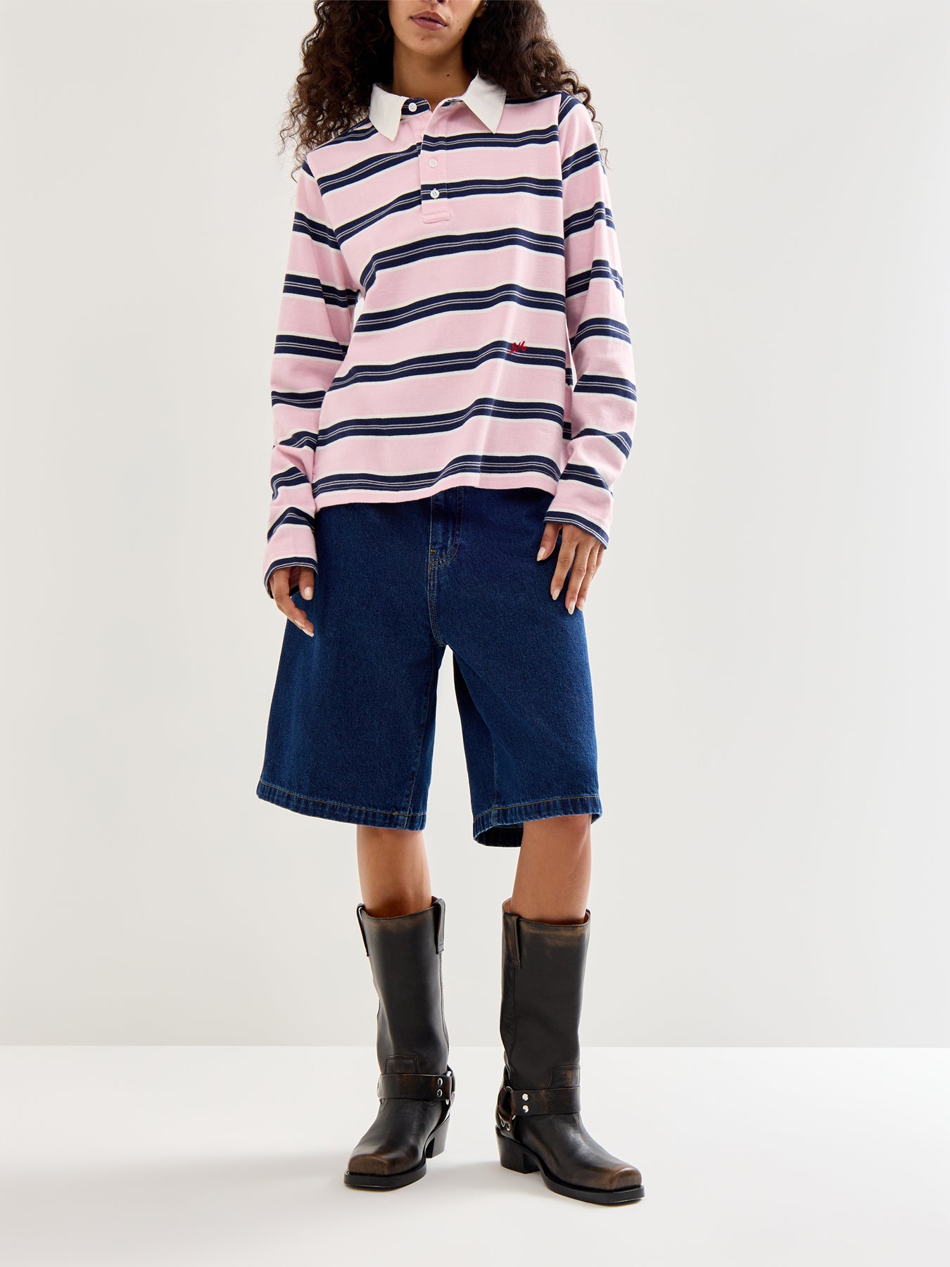 Cassia Shrunken Rugby Pink Stripe