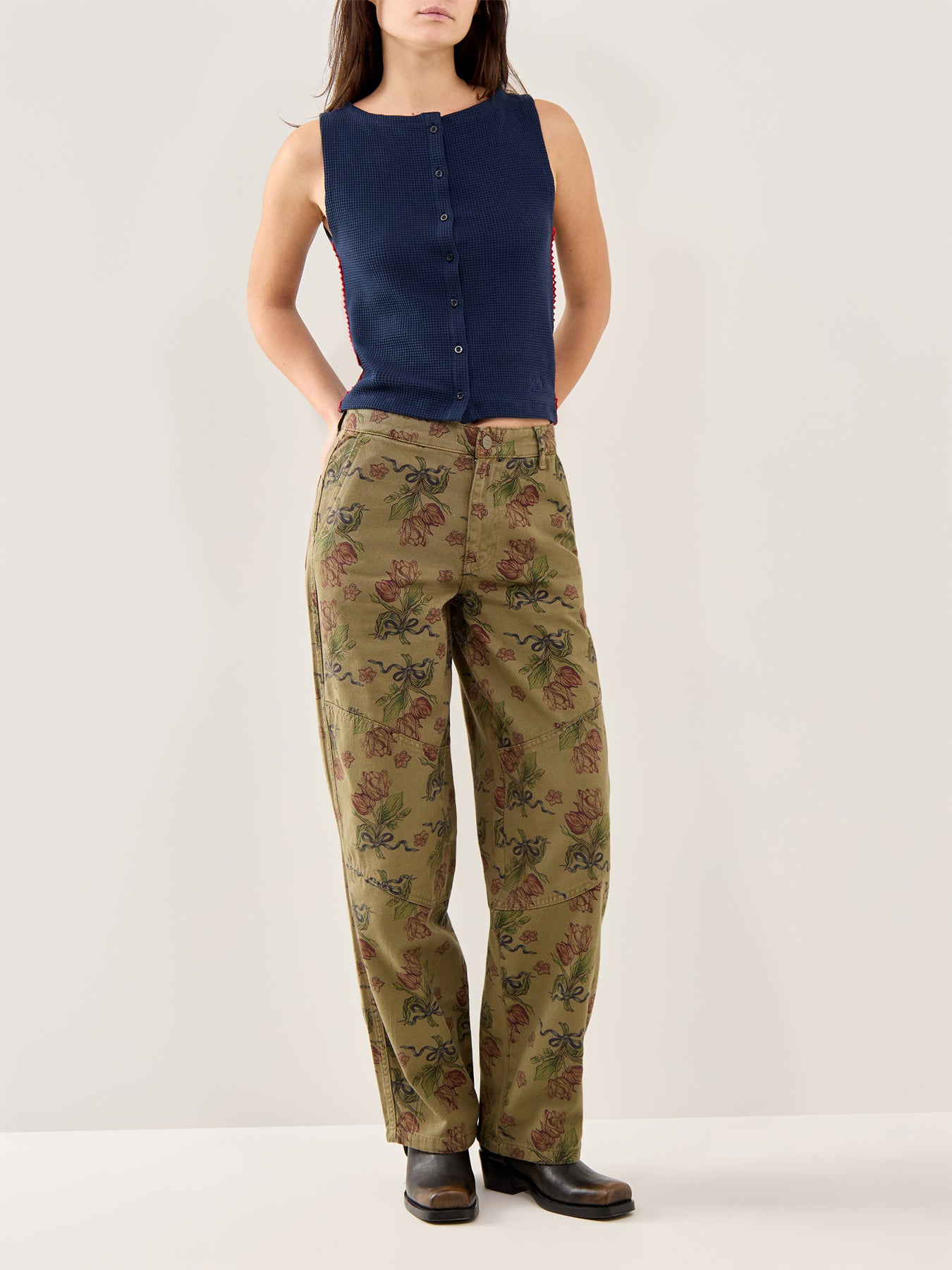 Devon Pointelle Polo Navy Organic Cotton