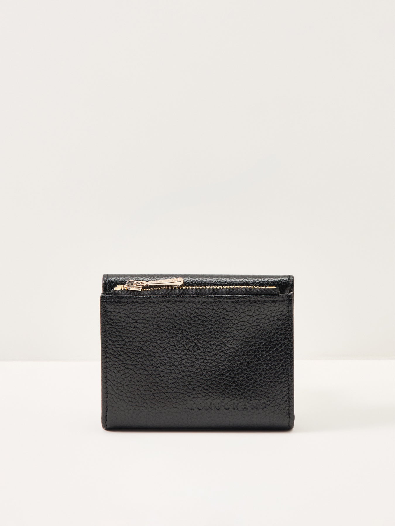 Le Foulonné Leather Compact Wallet Black