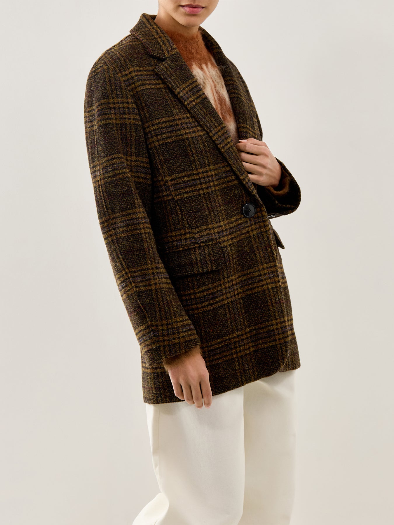 Gesina Checked Blazer Khaki