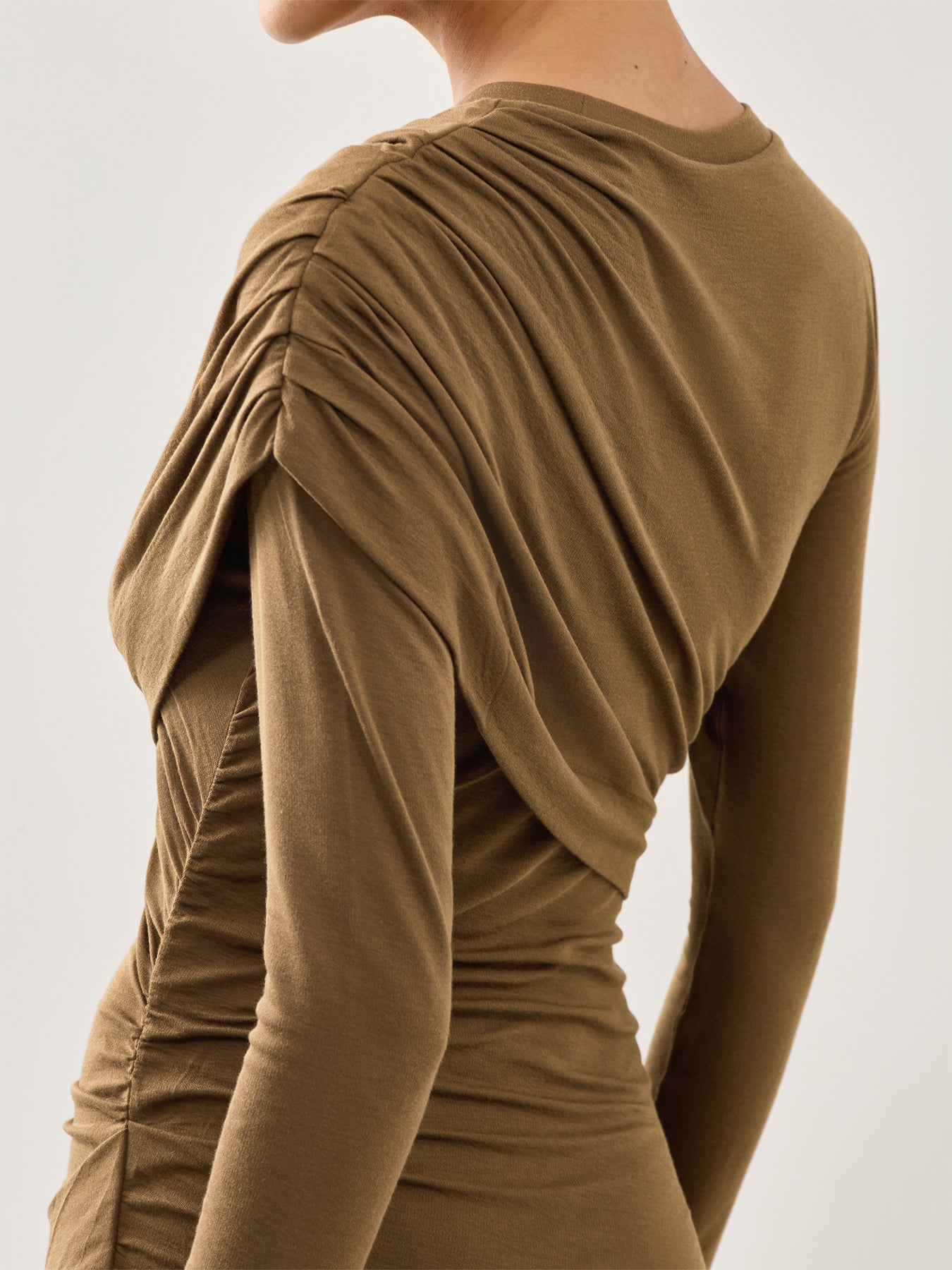 Denise Draped Mini Dress Khaki