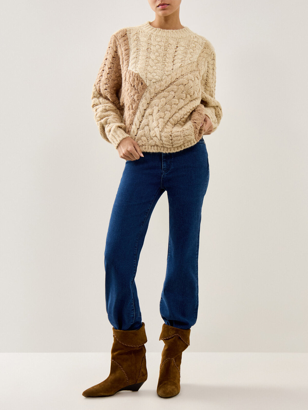 Daryl Colour-Block Knit Beige