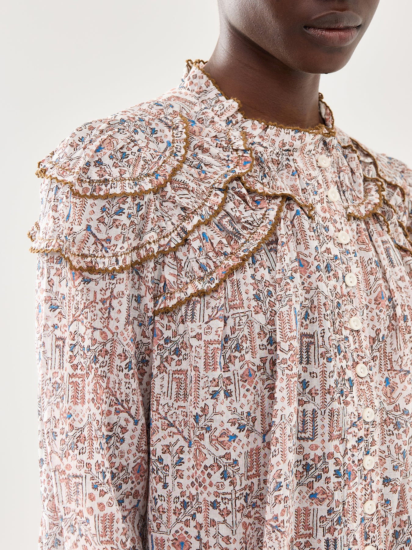 Crysta-Ga Printed Peasent Blouse