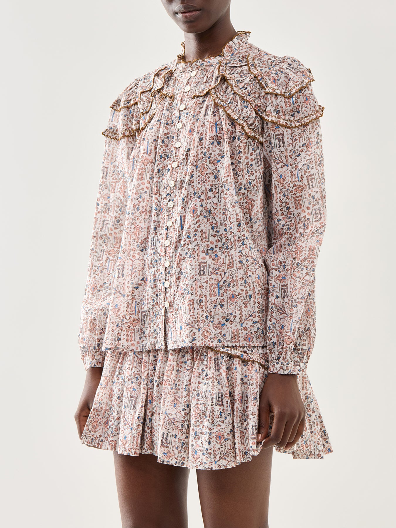 Crysta-Ga Printed Peasent Blouse