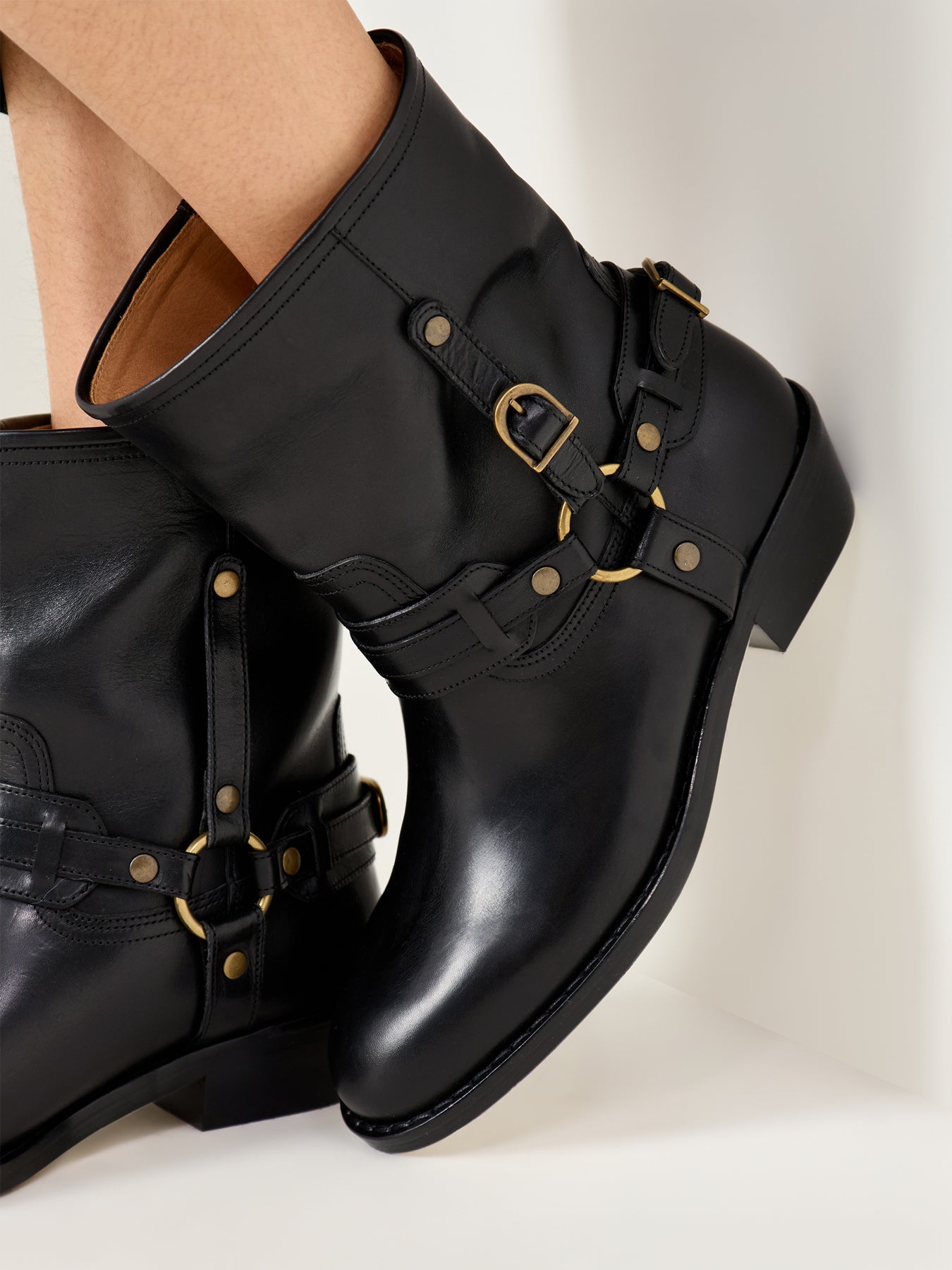Ildred Leather Biker Boots Black