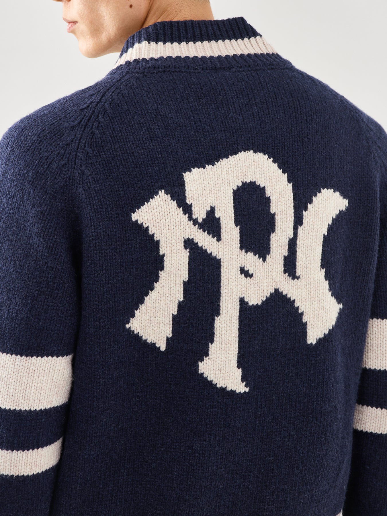 NYP Varsity Zip Thru Knitwear Navy