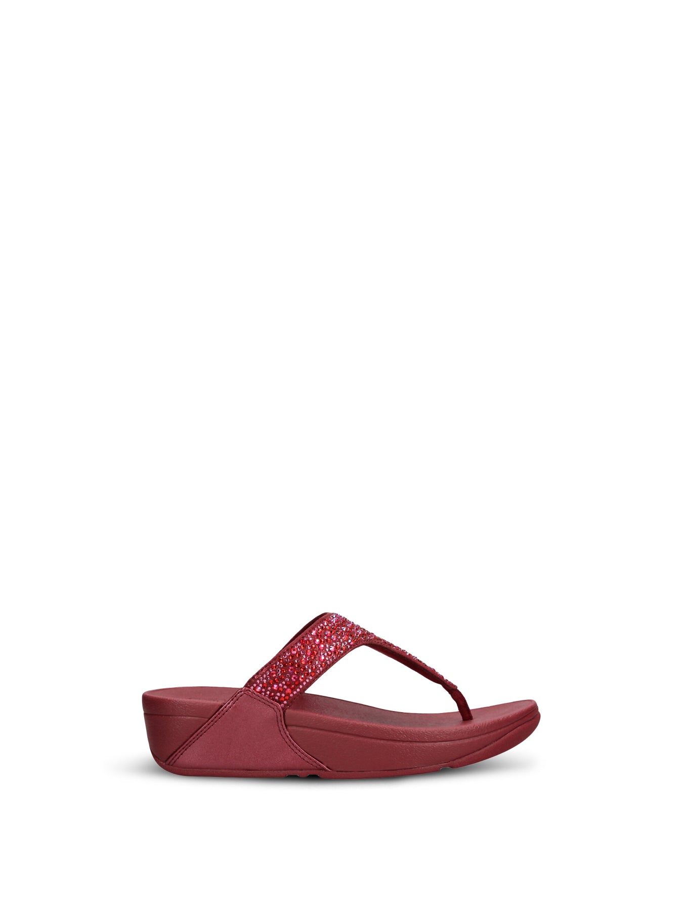 Lulu Crystal-Mix Toe-Post Sandals Wine