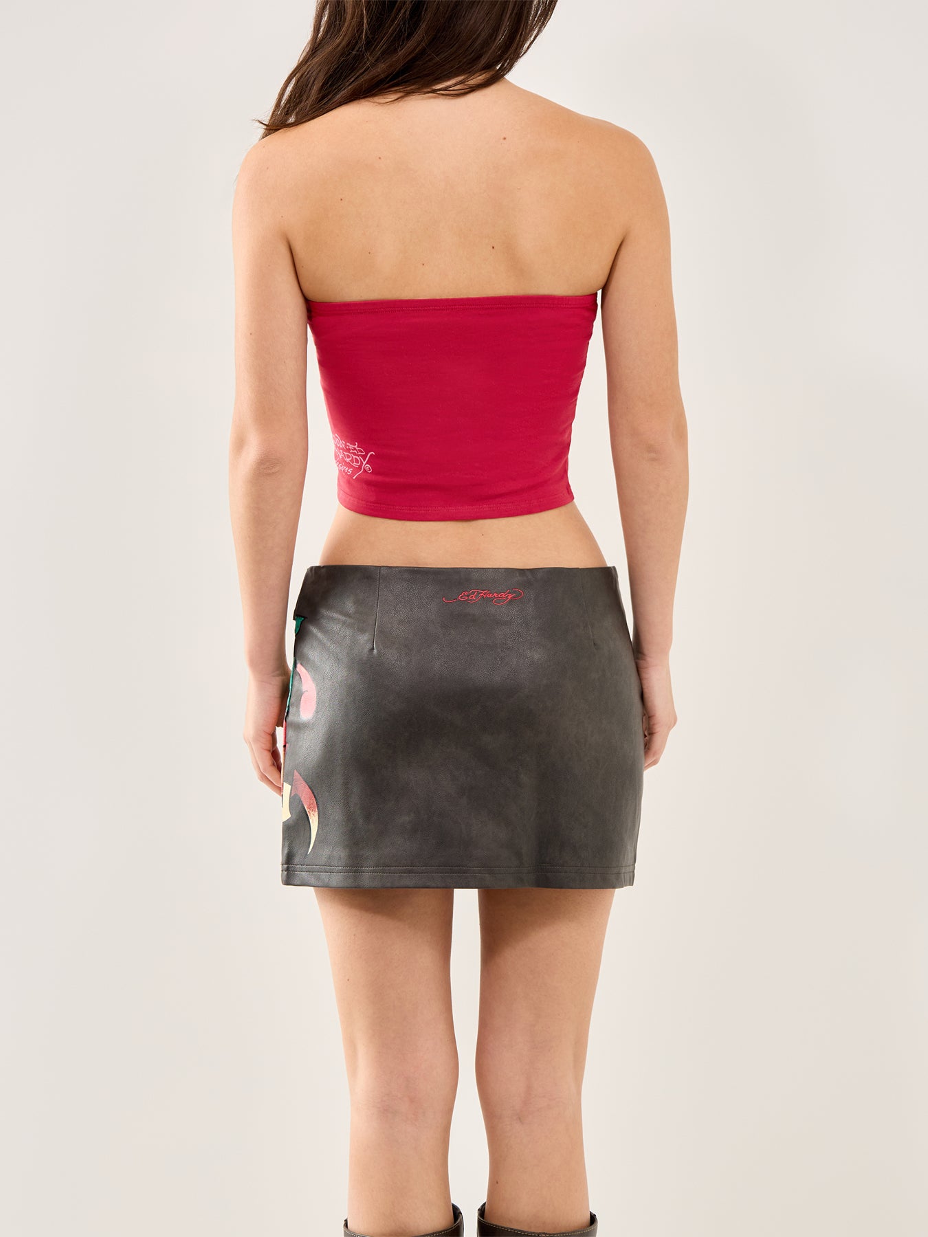 Snow Tiger Diamante Bandeau Top Red