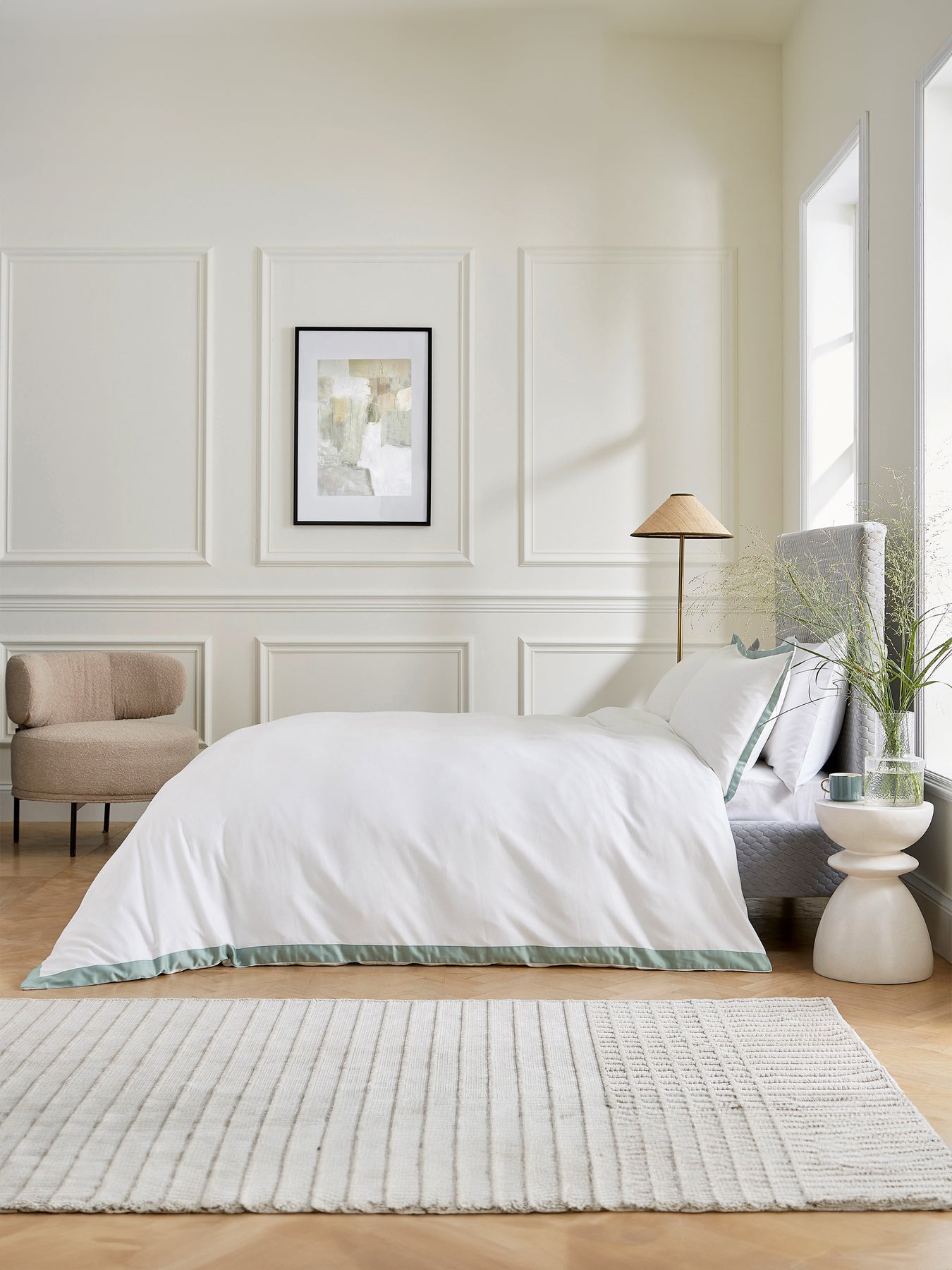 Olenna Celadon Cover Set 200 thread count Cotton Sateen Superking