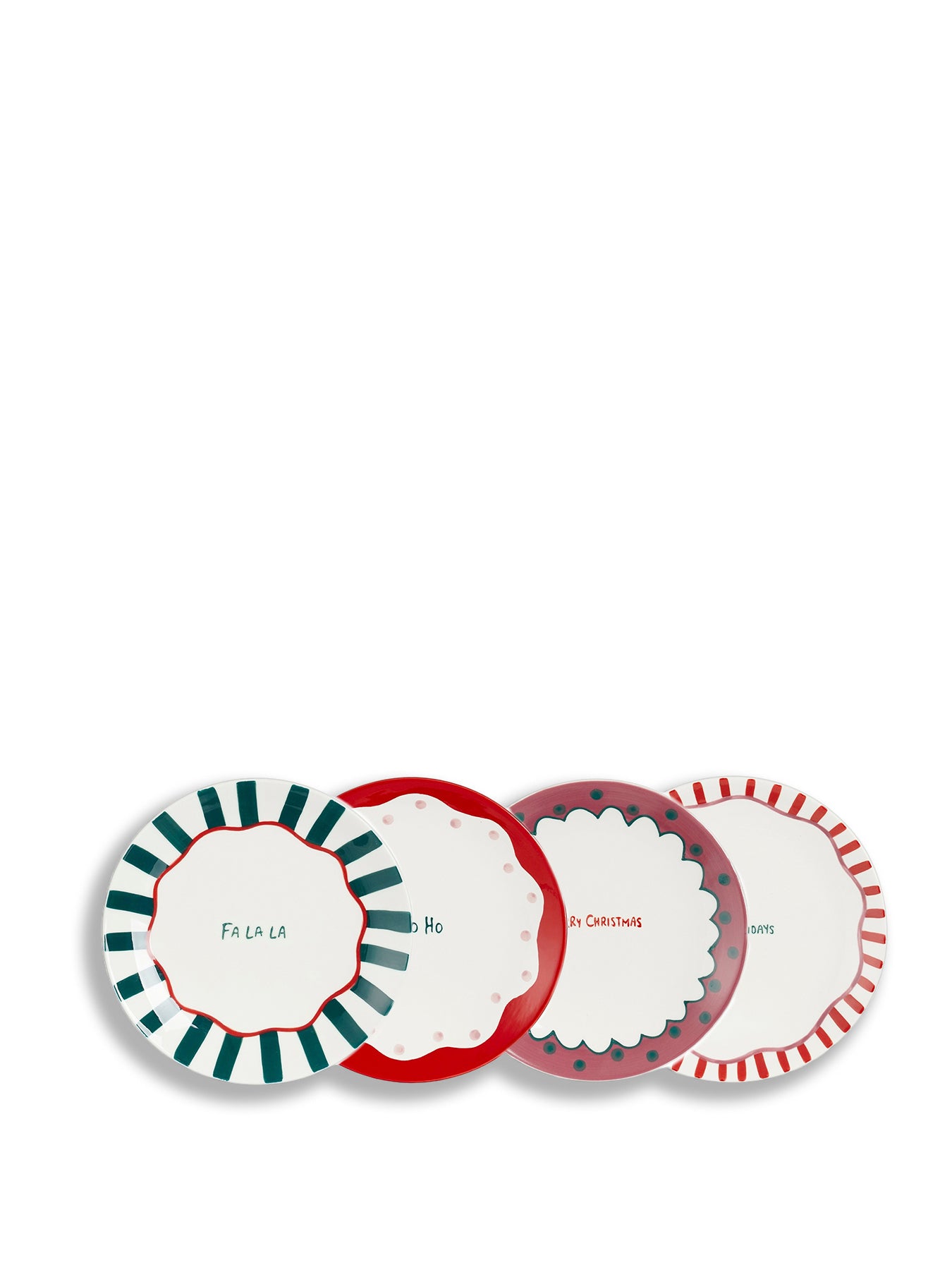 4 Piece Set of Christmas Porcelain Breakfast Plates