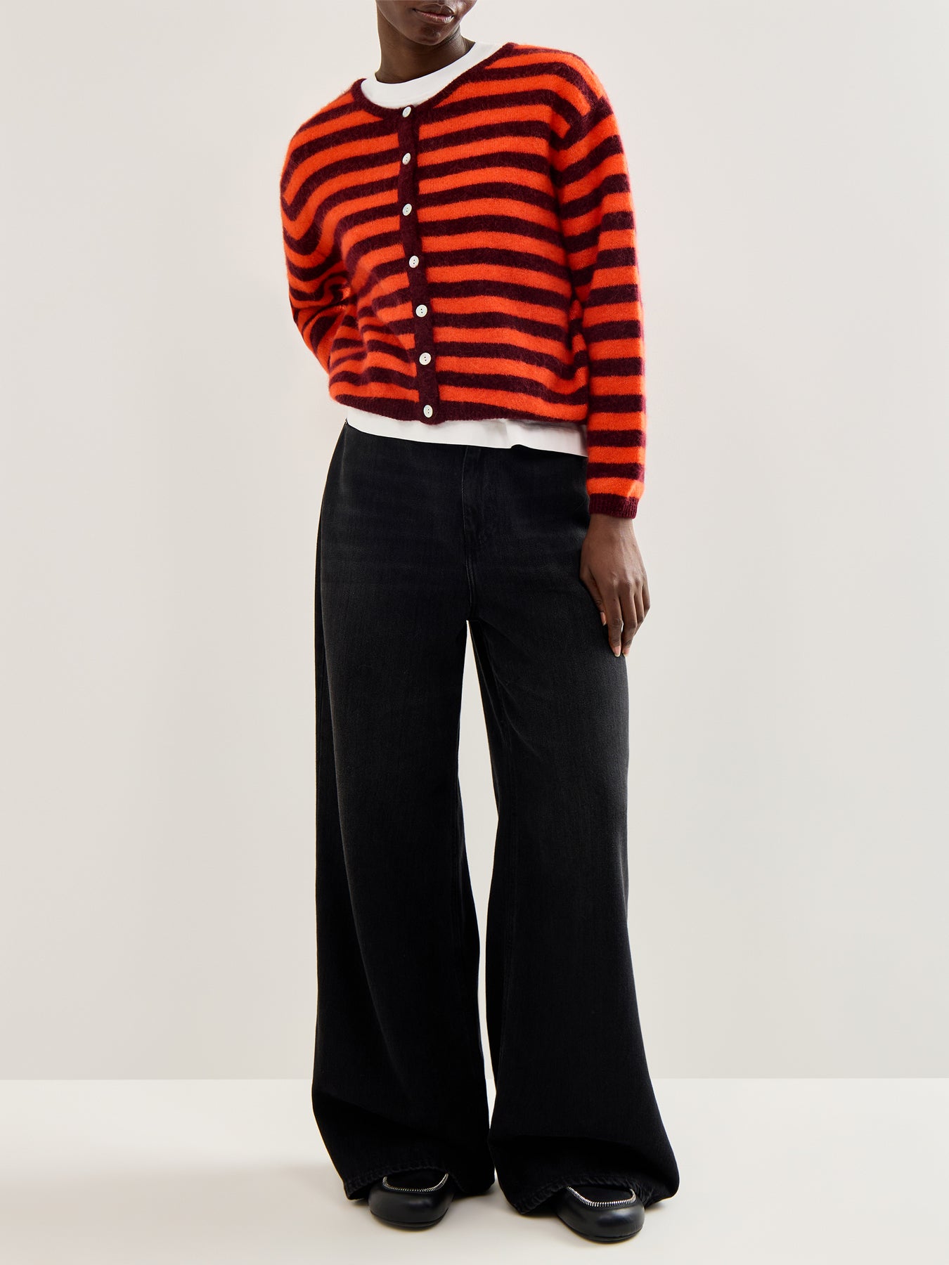 Vitow Wool Cardigan Red Stripe