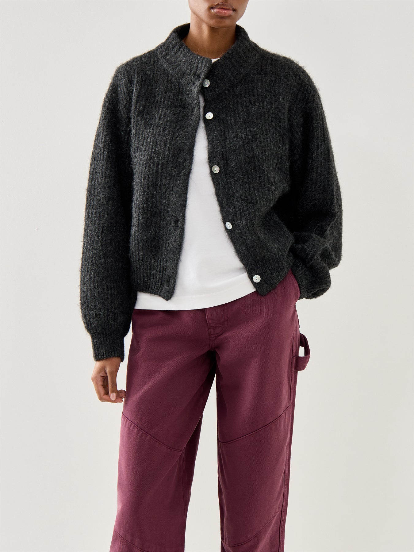 East Cardigan Charcoal Melange Black