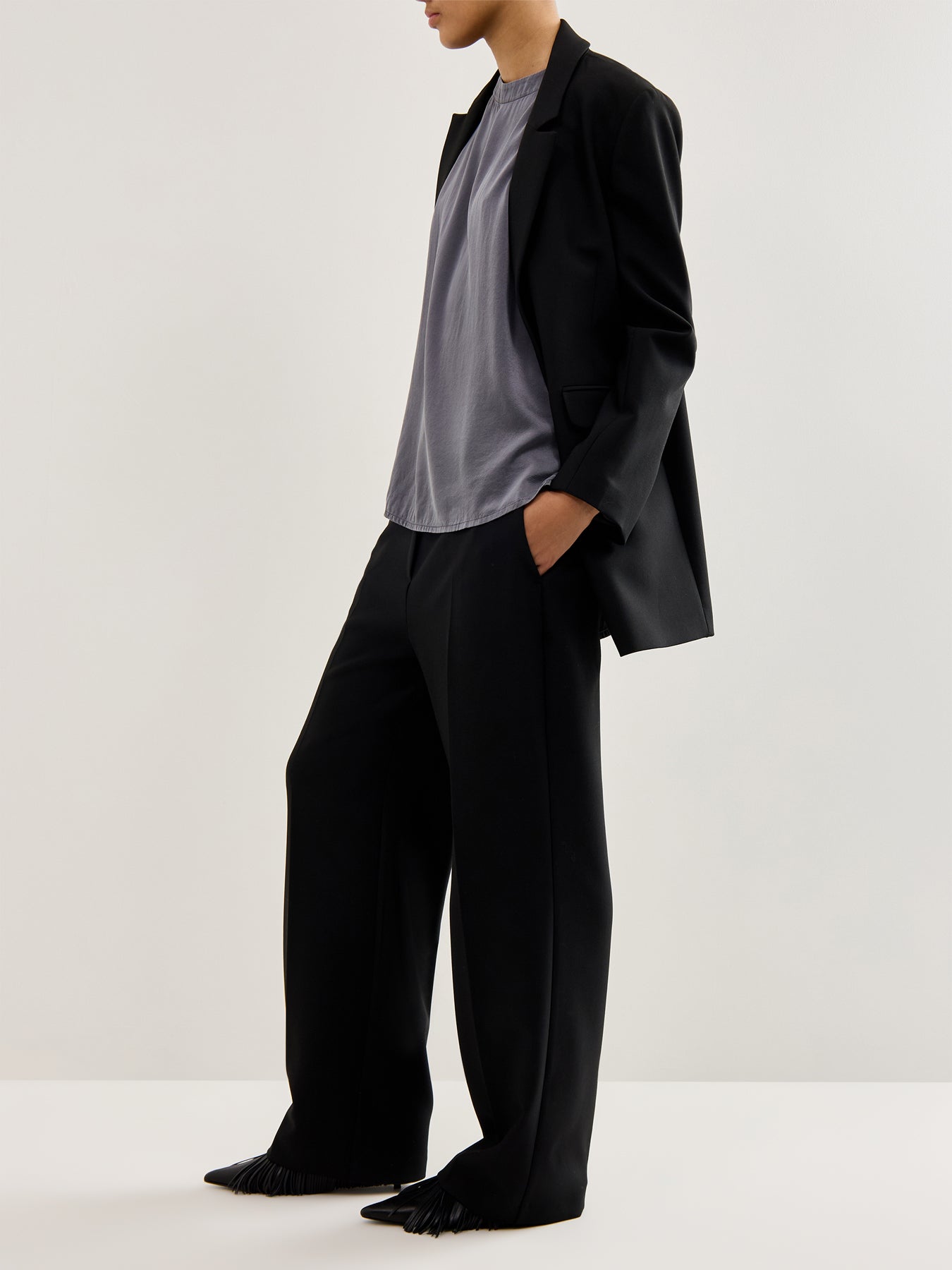 Silk Sleeveless Top Black Silver