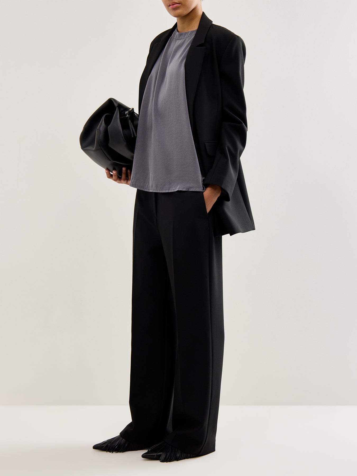 Silk Sleeveless Top Black Silver