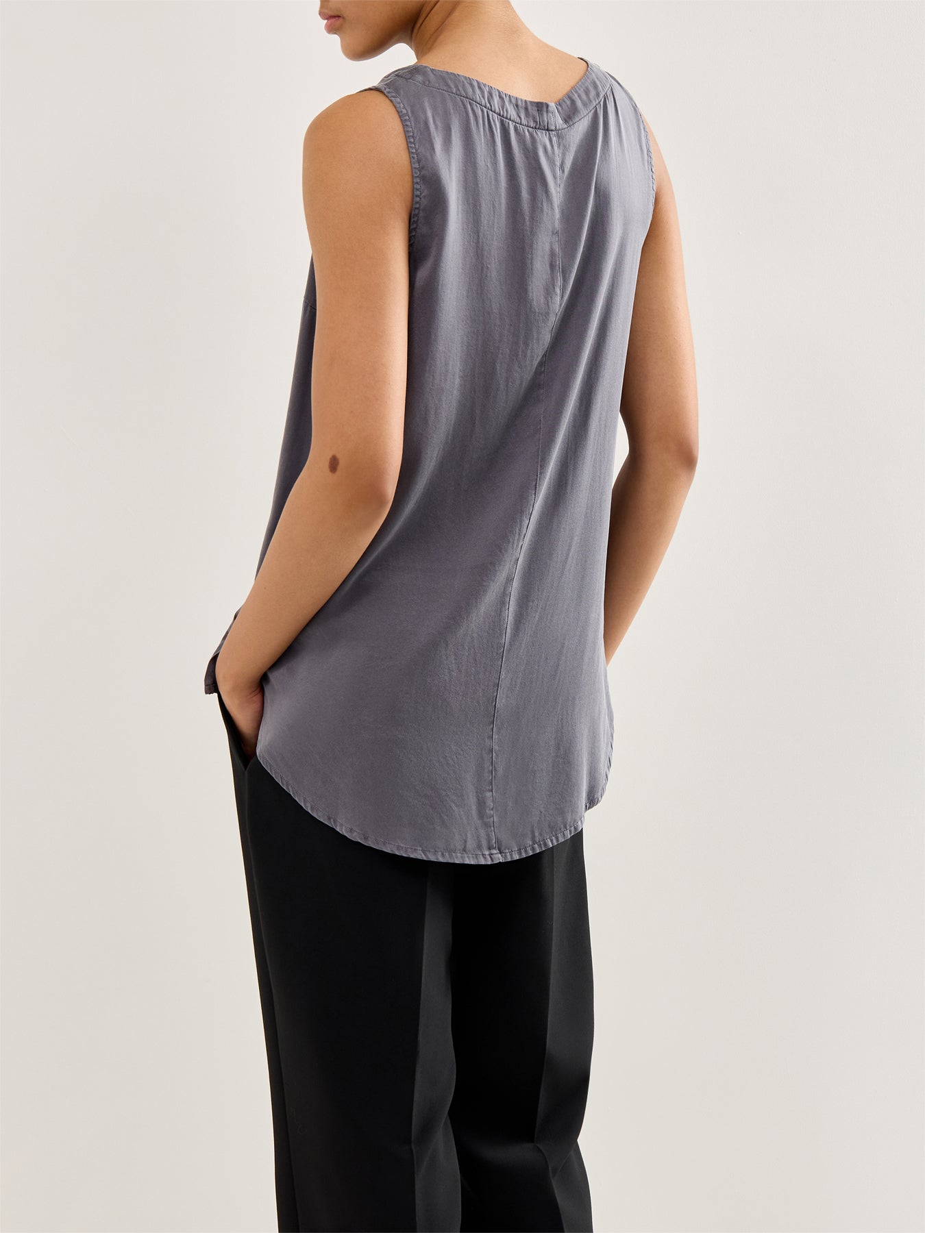 Silk Sleeveless Top Black Silver