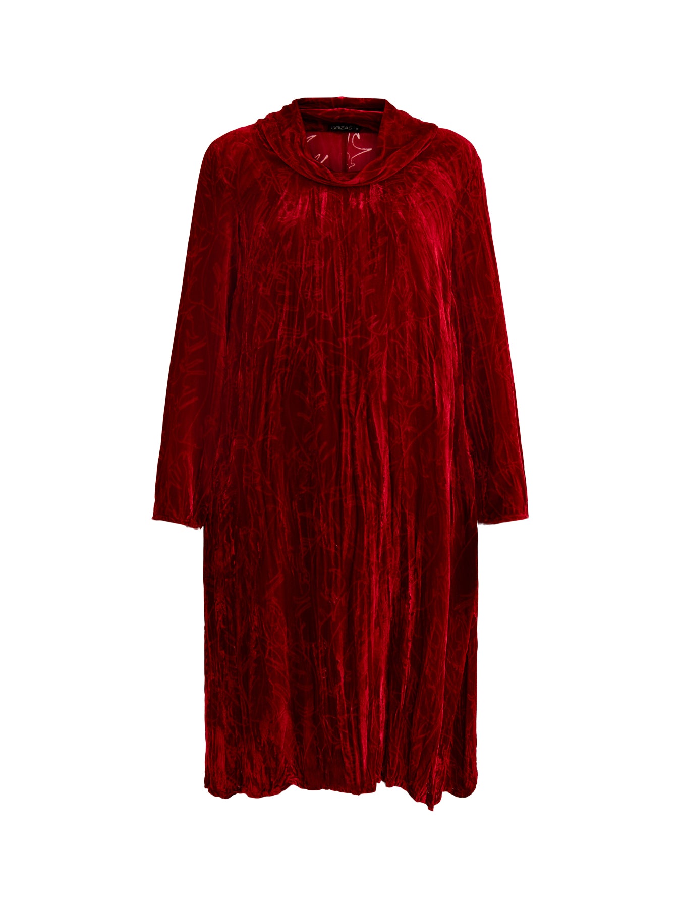 Leaf Print Devoré Dress Cherry Red