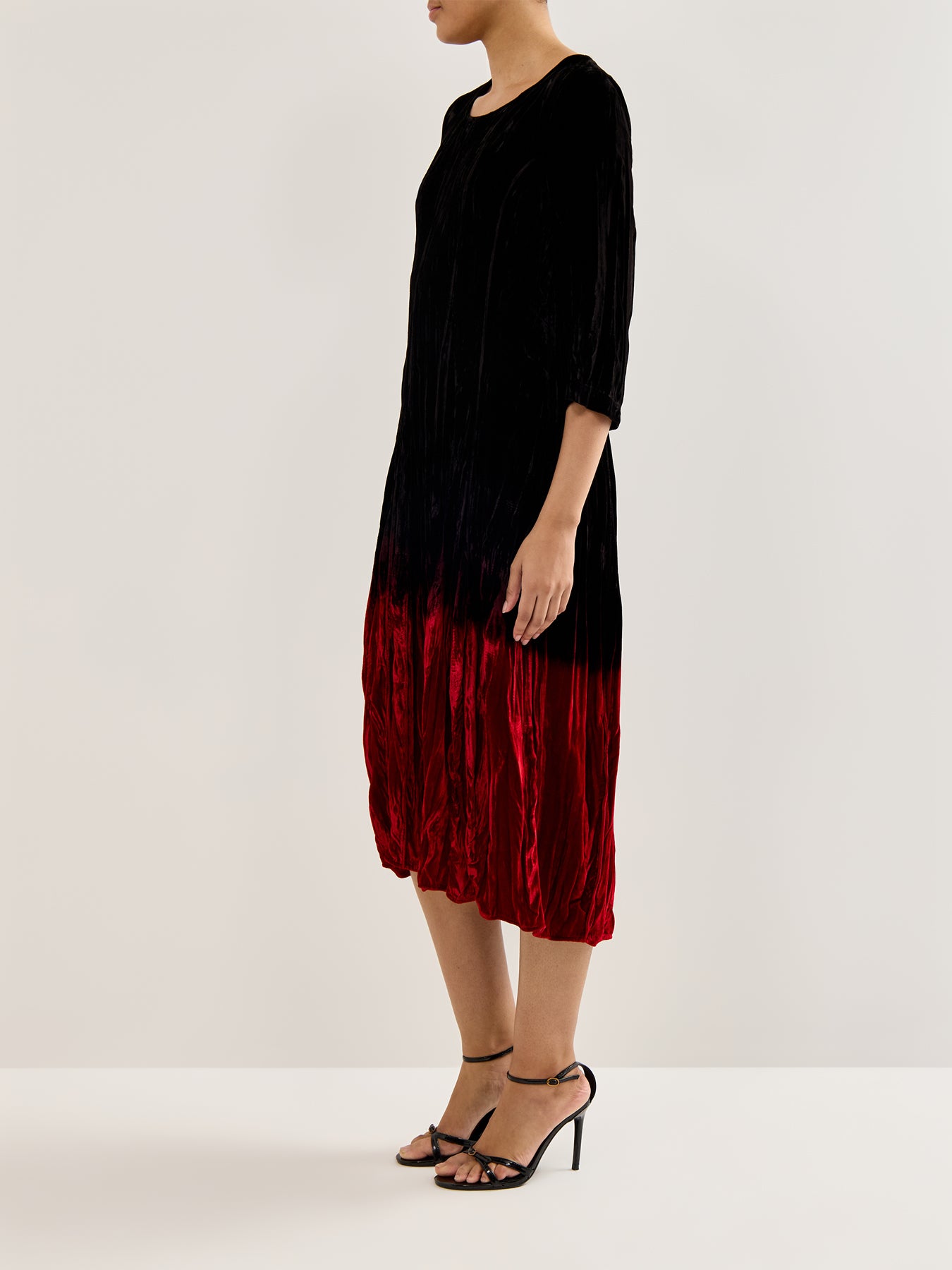 Ombre Velvet Dress Red