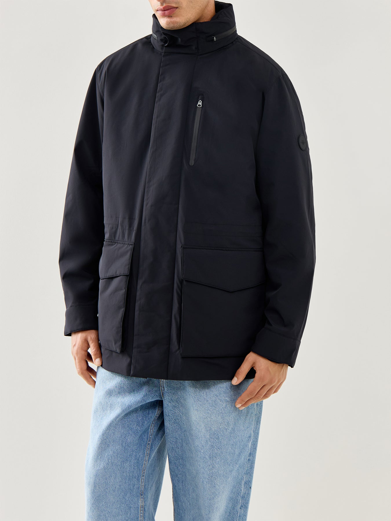 Double Mid Length Jacket Black