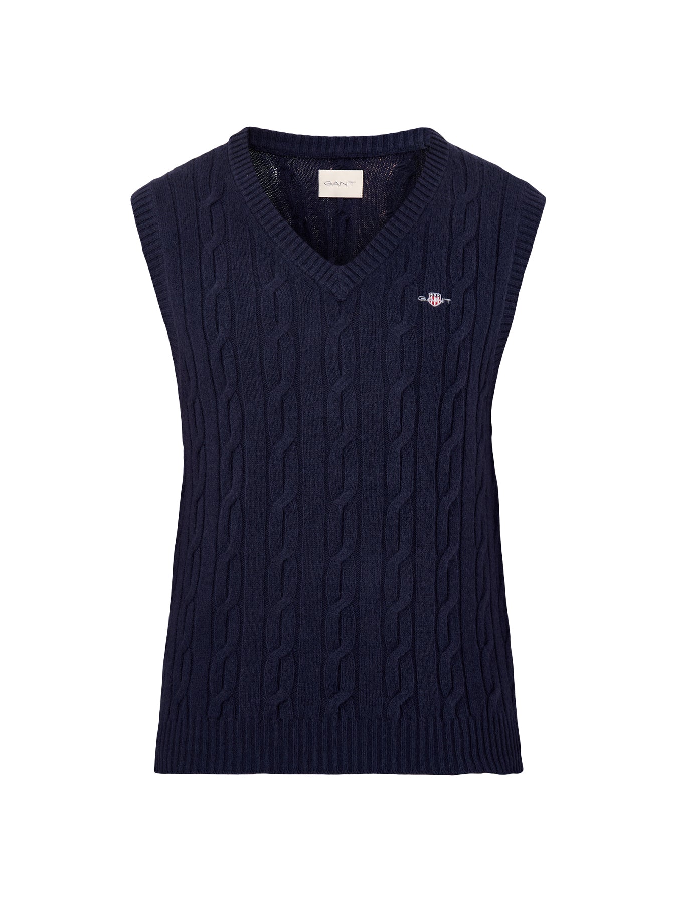Lambswool Cable Vest Evening Blue
