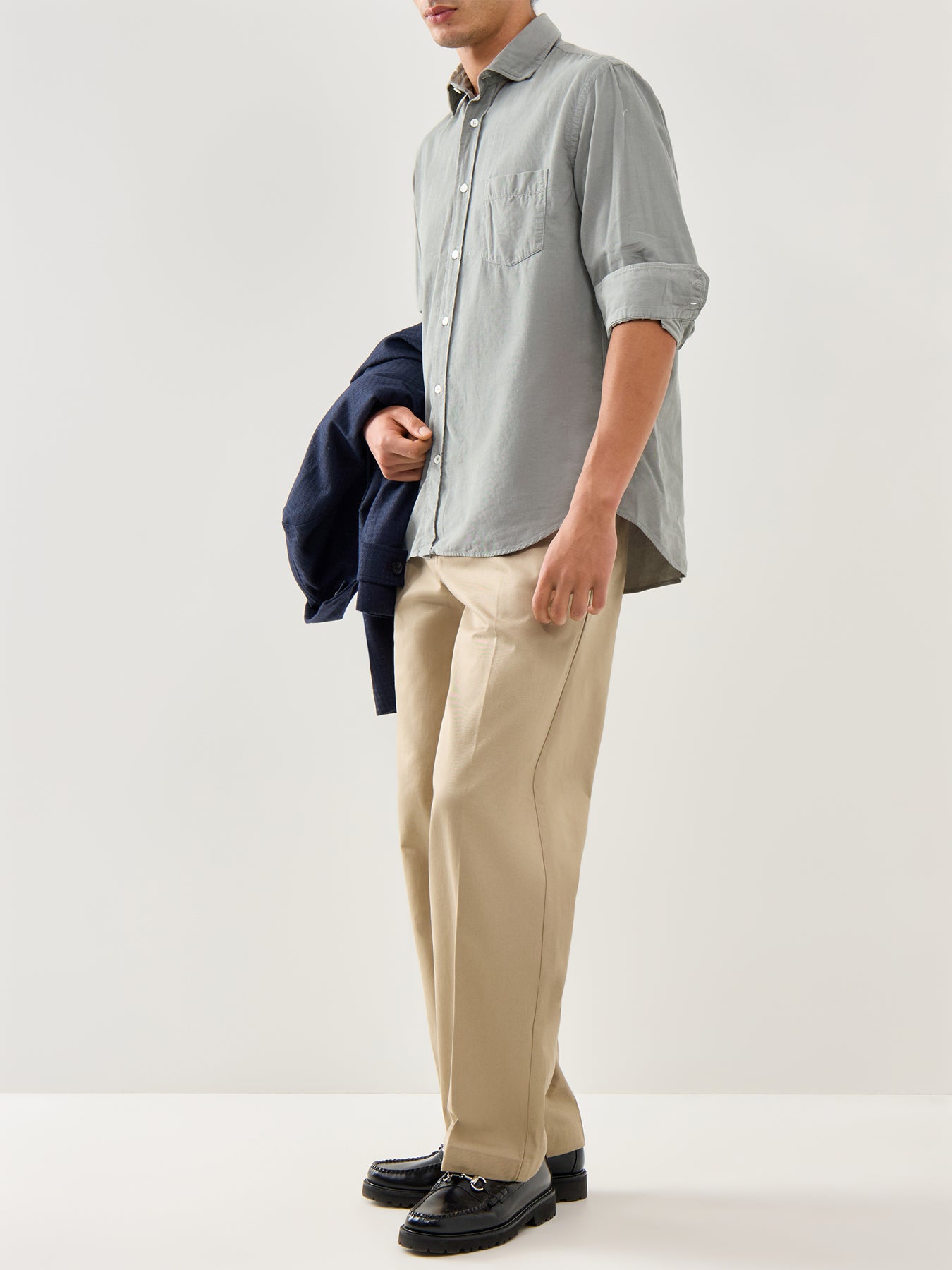 Paul Pat Baby Cord Woven Shirt Charcoal