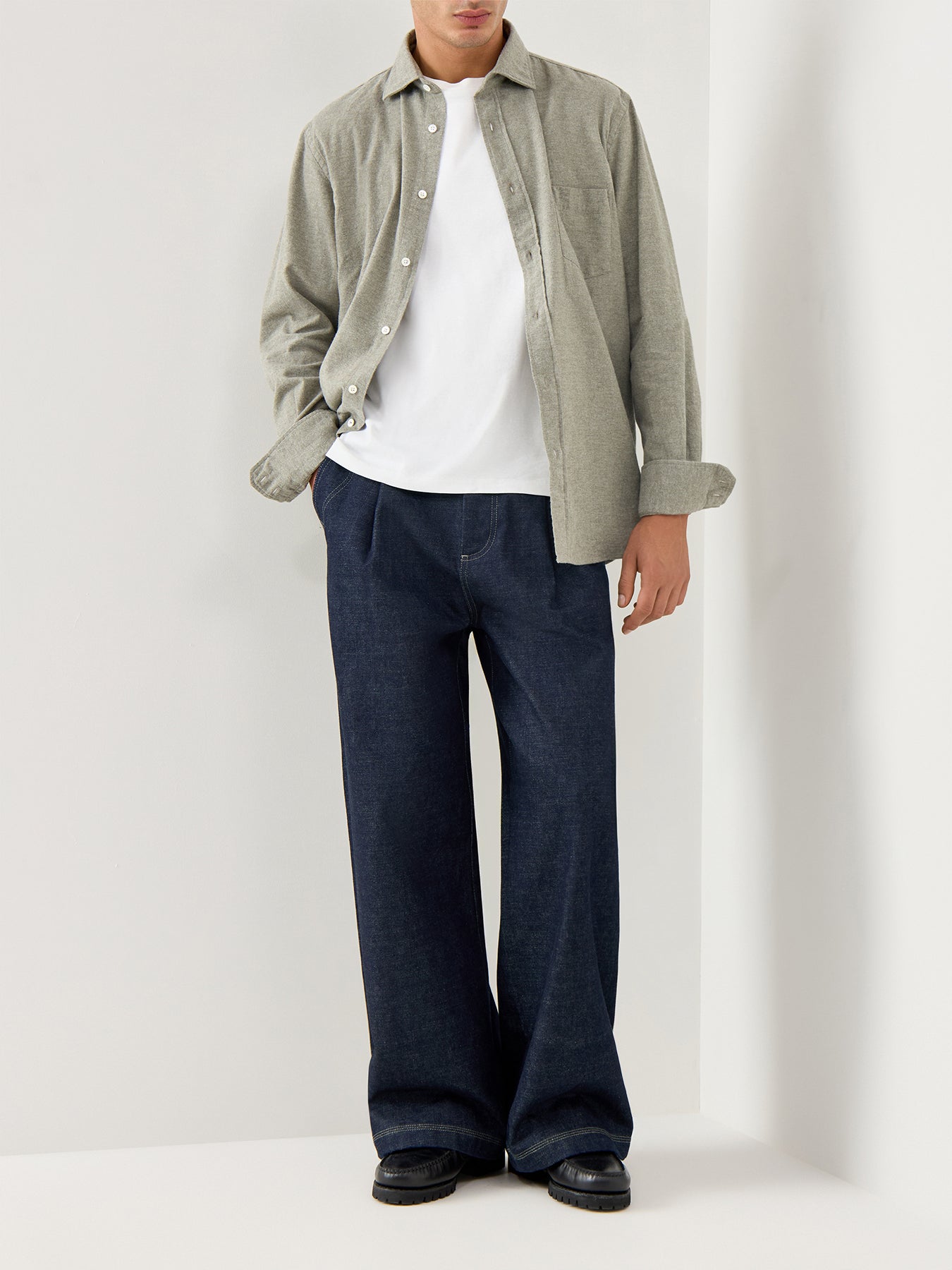 Paul Melange Flannel Woven Shirt Green