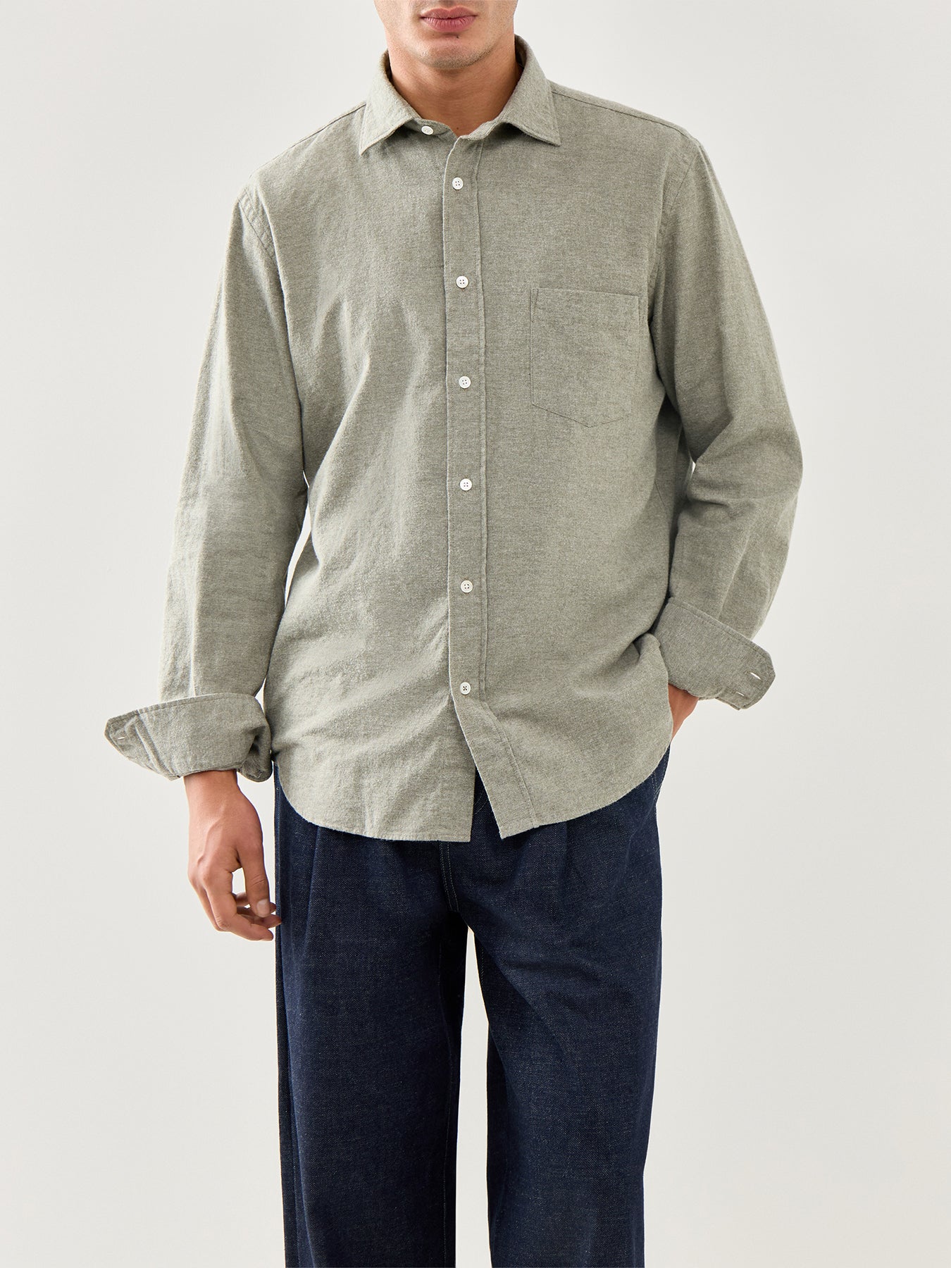 Paul Melange Flannel Woven Shirt Green