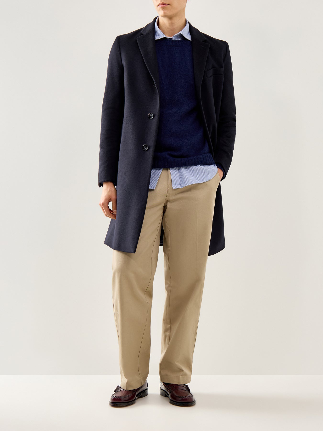 Light Twill Indigo Stripe Shirt Blue