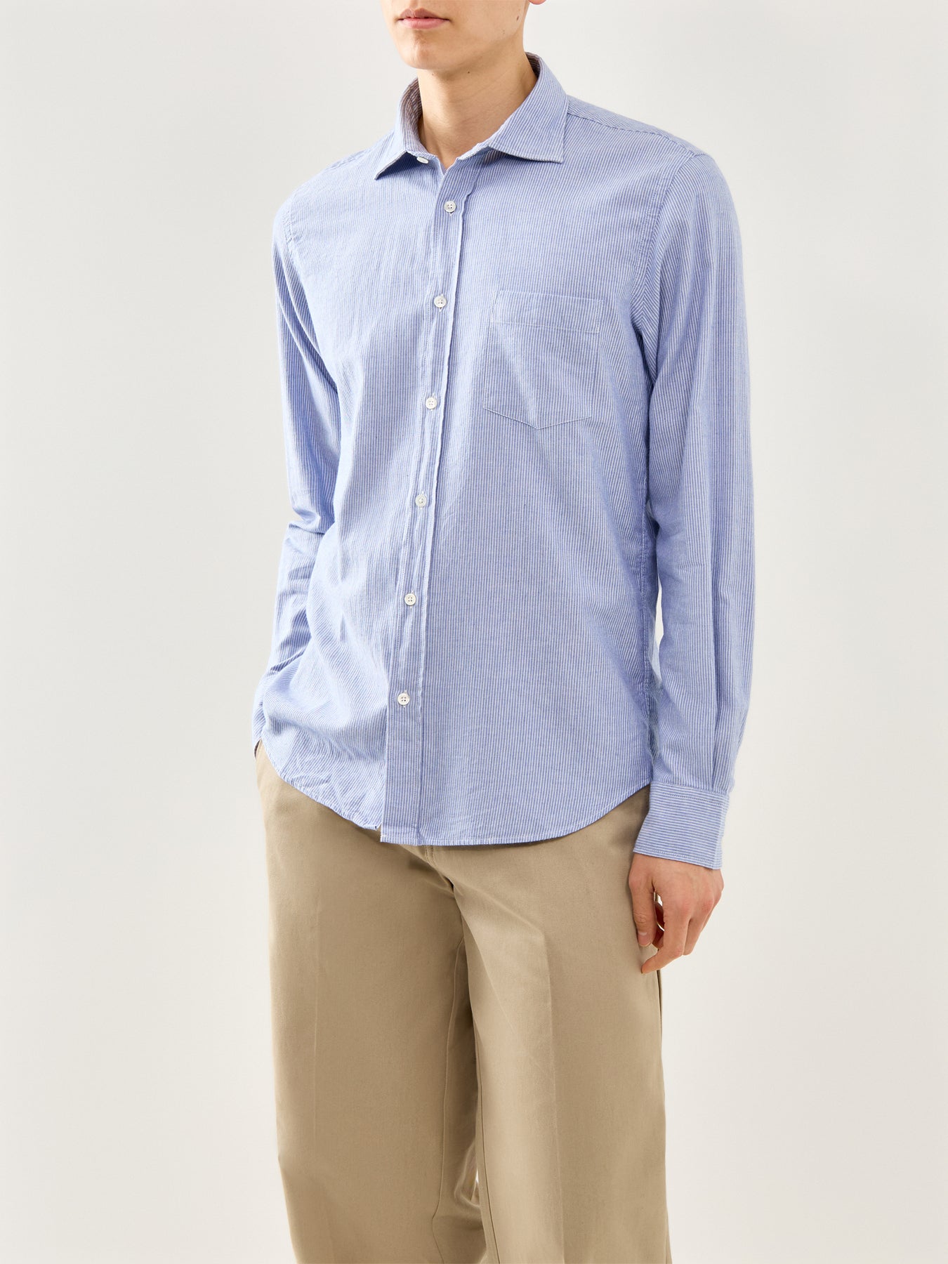 Light Twill Indigo Stripe Shirt Blue