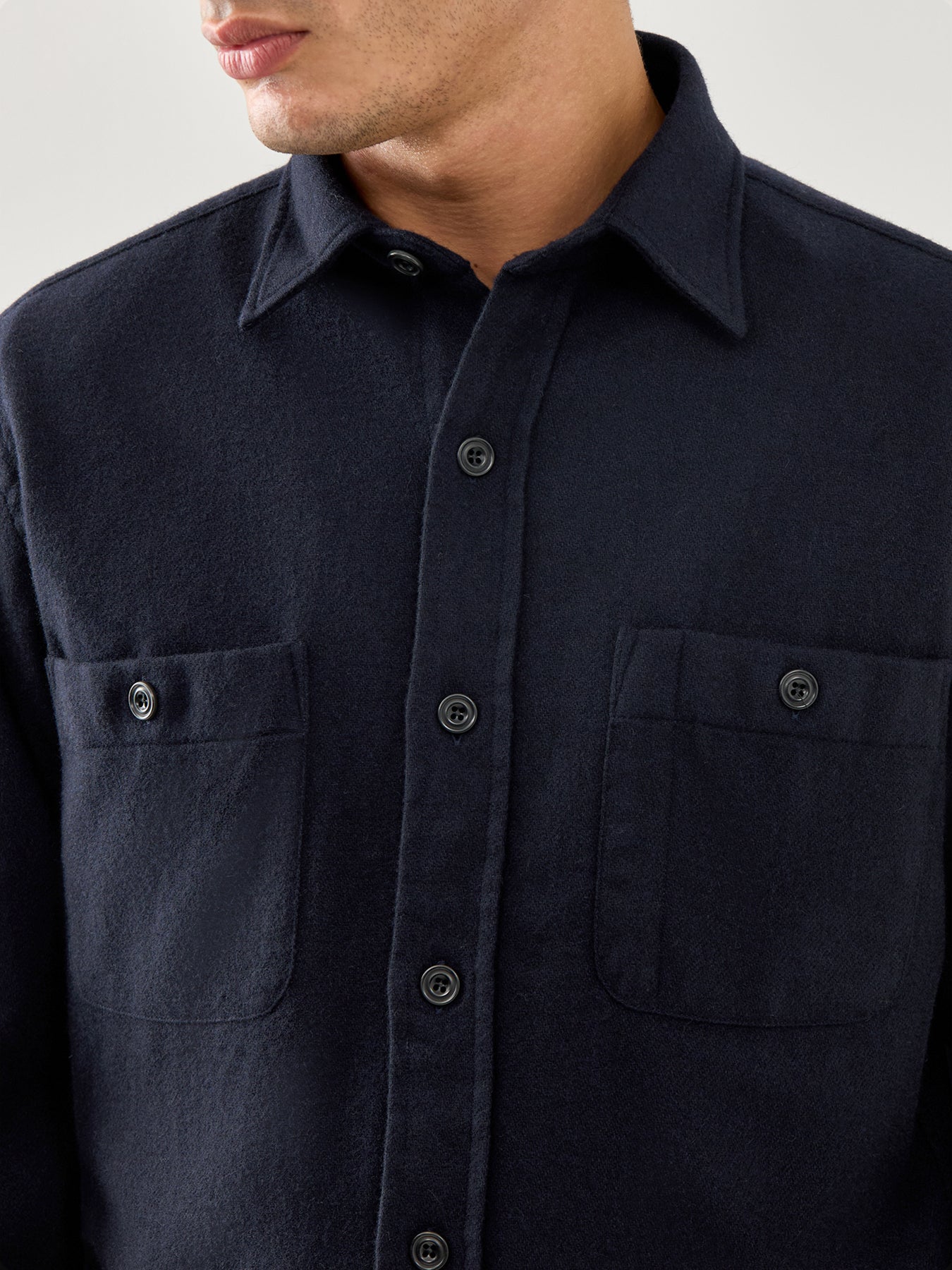 Percey Washable Wool Woven Shirt Navy