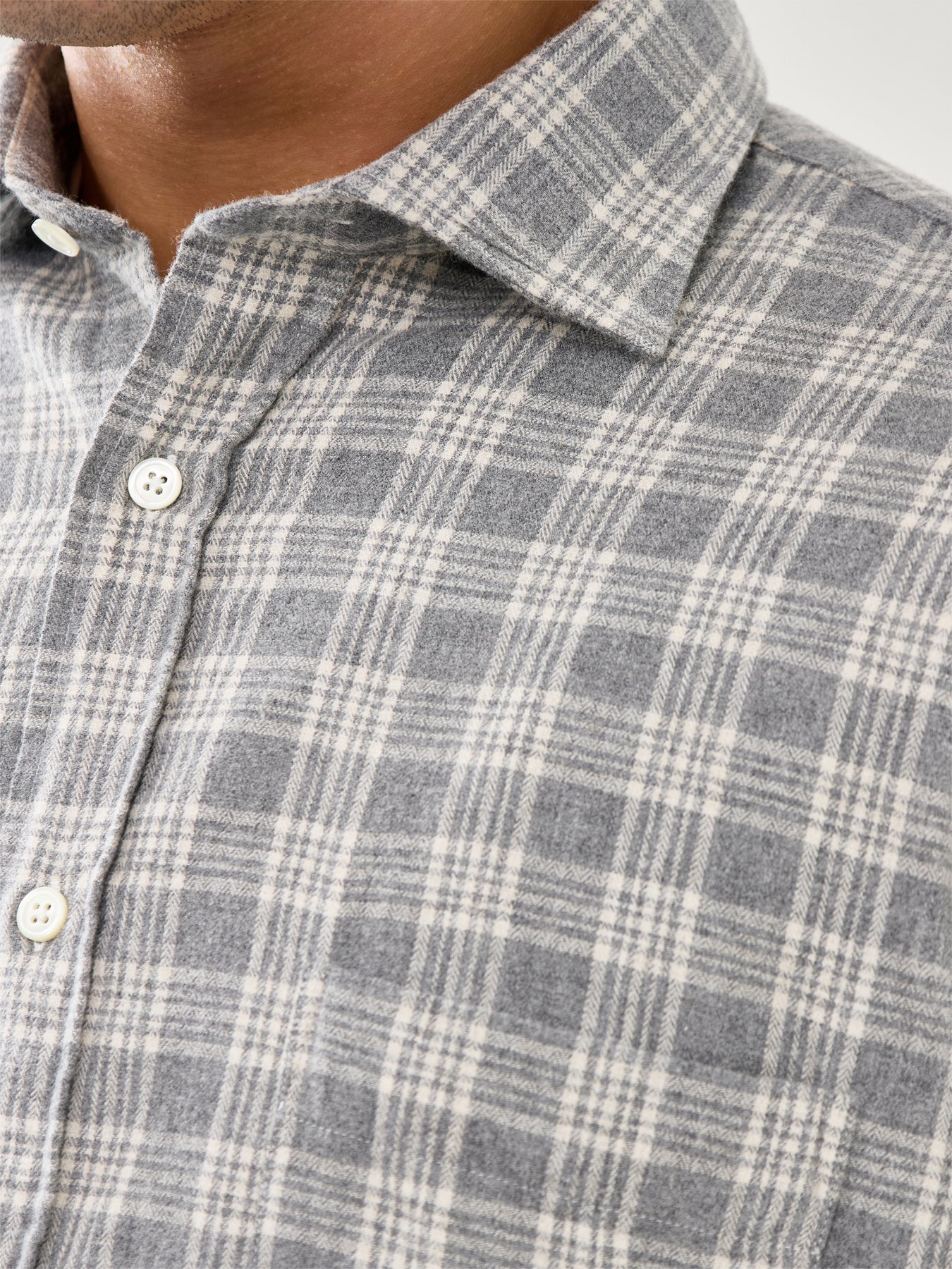 Paul Herringbone Plaid Woven Shirt Grey